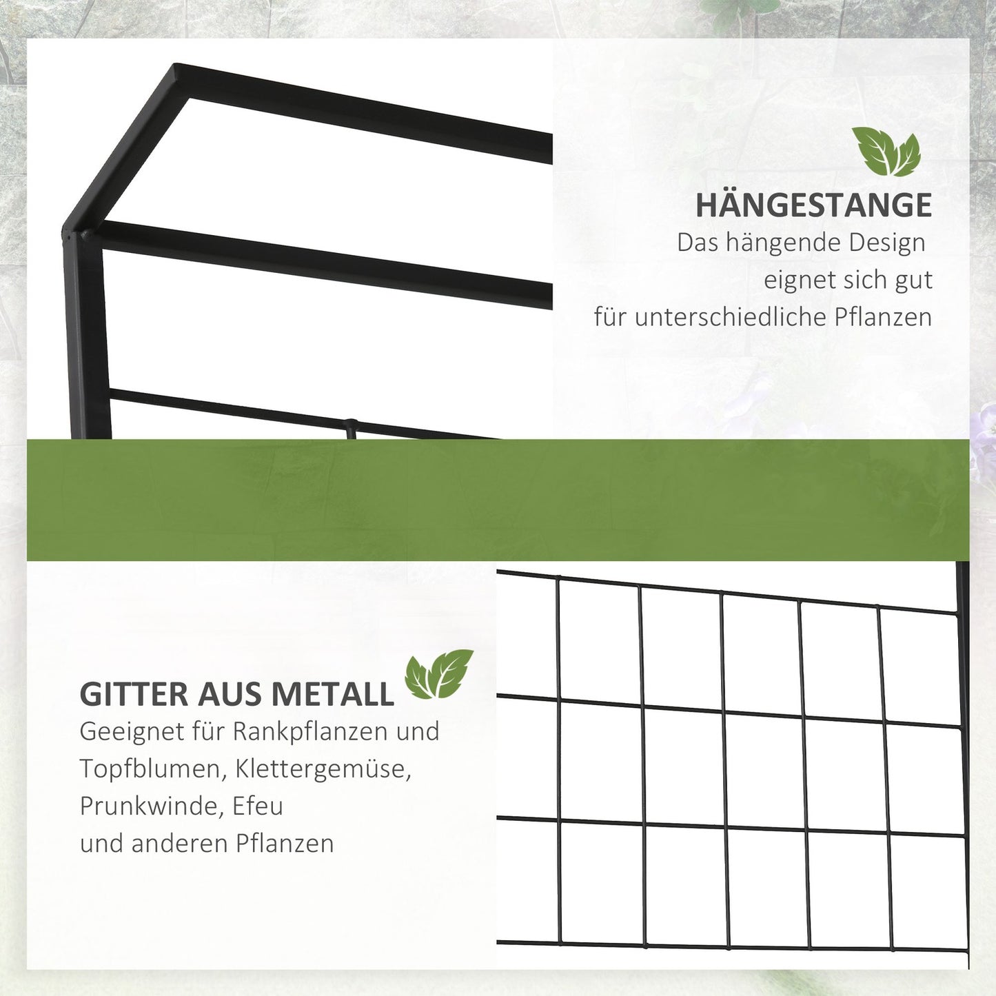 Metal plant stand with 3 steps for indoor and outdoor use