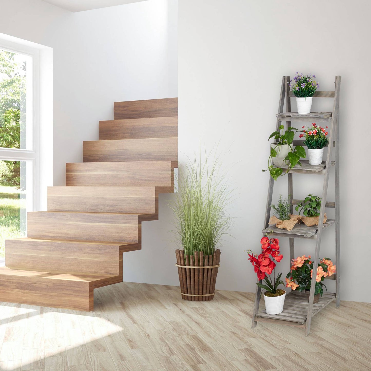 Flower Stairs Wood Grey
