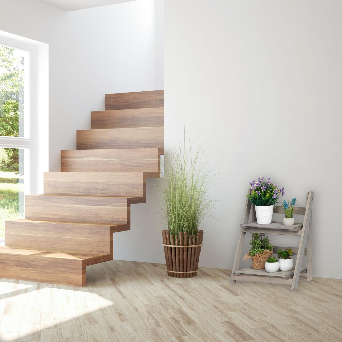 Flower Stairs Wood Grey
