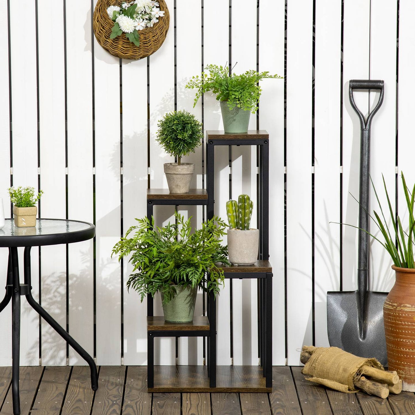 Multifunctional plant stand in 4 levels, brown, 40x40x81cm