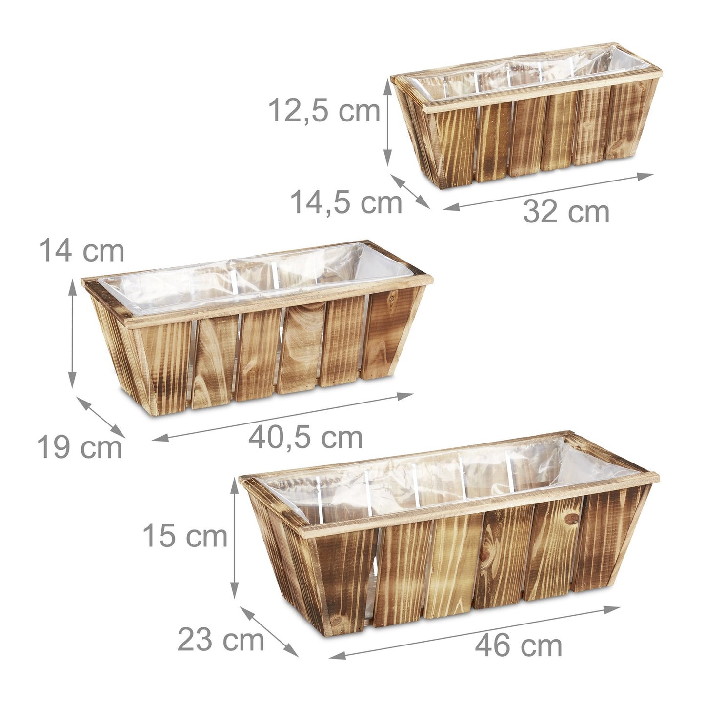 Flower box Wood Set of 3