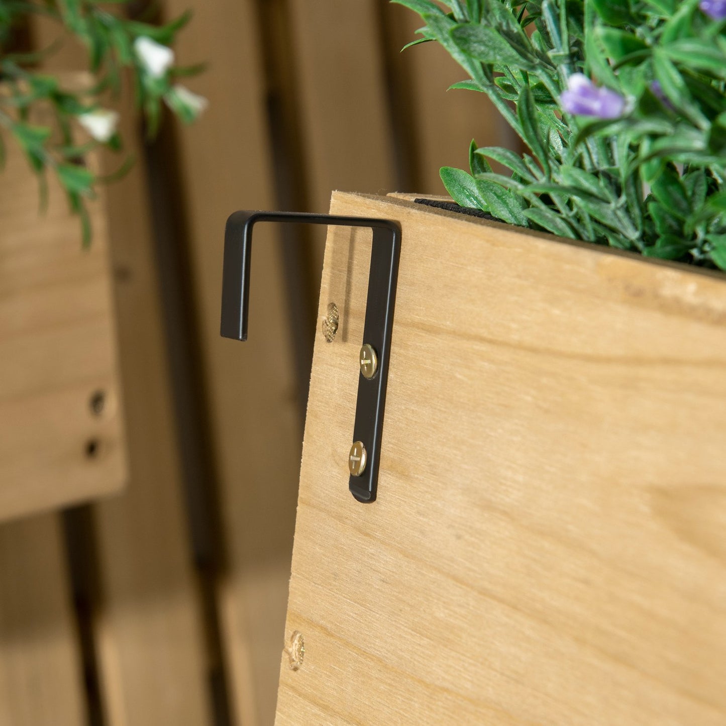Movable raised garden bed in solid wood with trellis, 60x16x80 cm