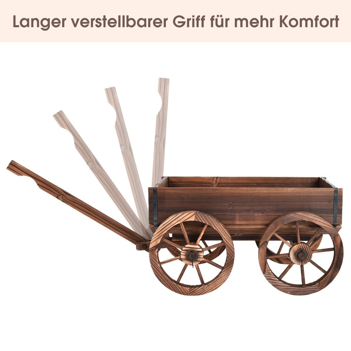 Flower cart wooden plant cart with 4 wheels flower cart 120 x 43 x 53.5 cm brown