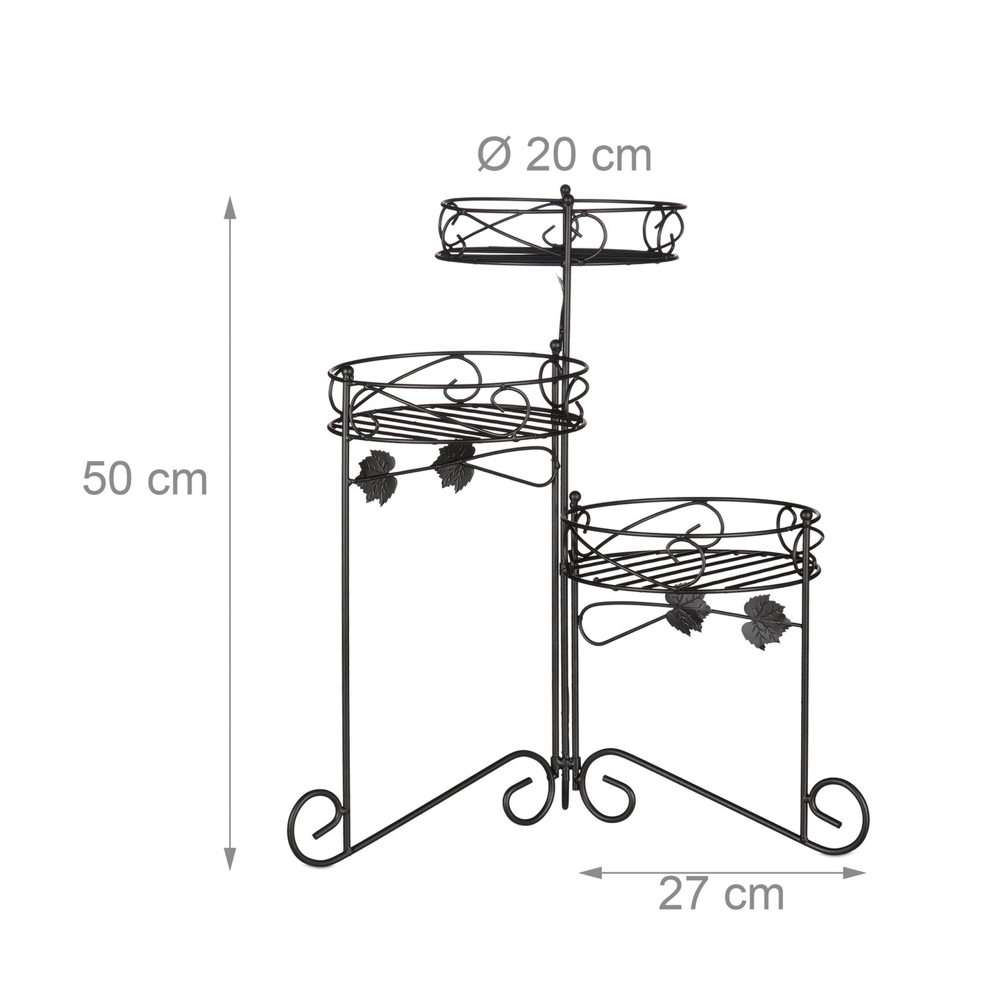 Flower pedestal metal 3 shelves
