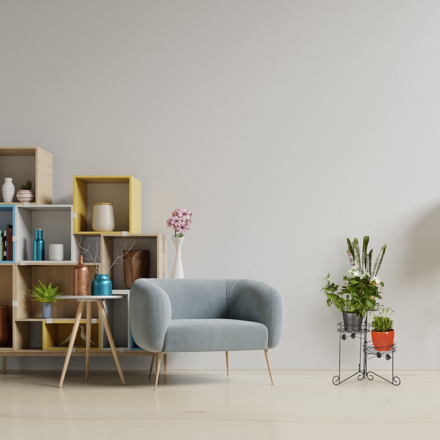 Flower pedestal metal 3 shelves