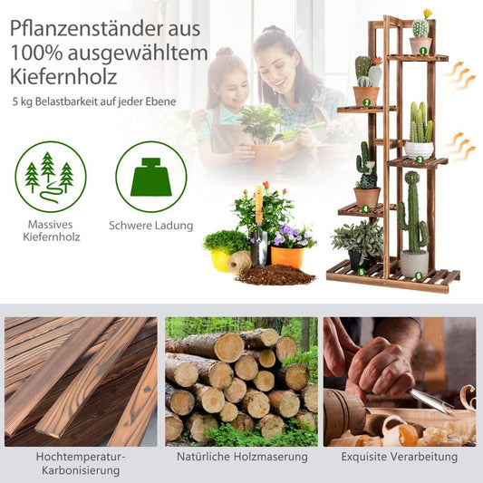 Flower shelf 5-tier wooden plant stand 50 x 21 x 103 cm brown