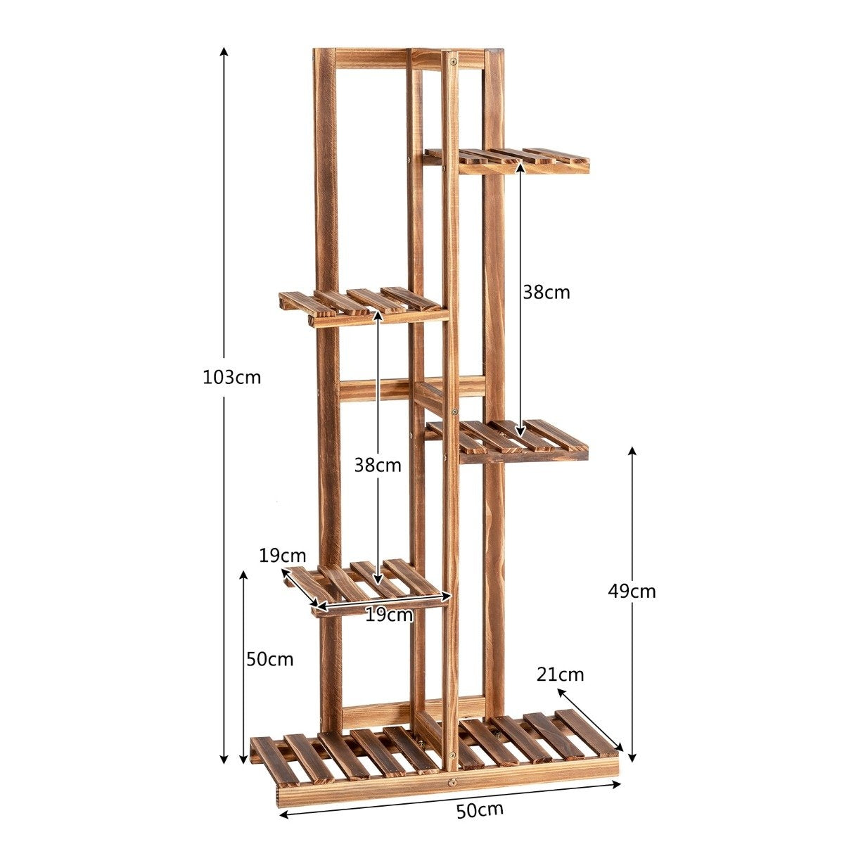 Flower shelf 5-tier wooden plant stand 50 x 21 x 103 cm brown