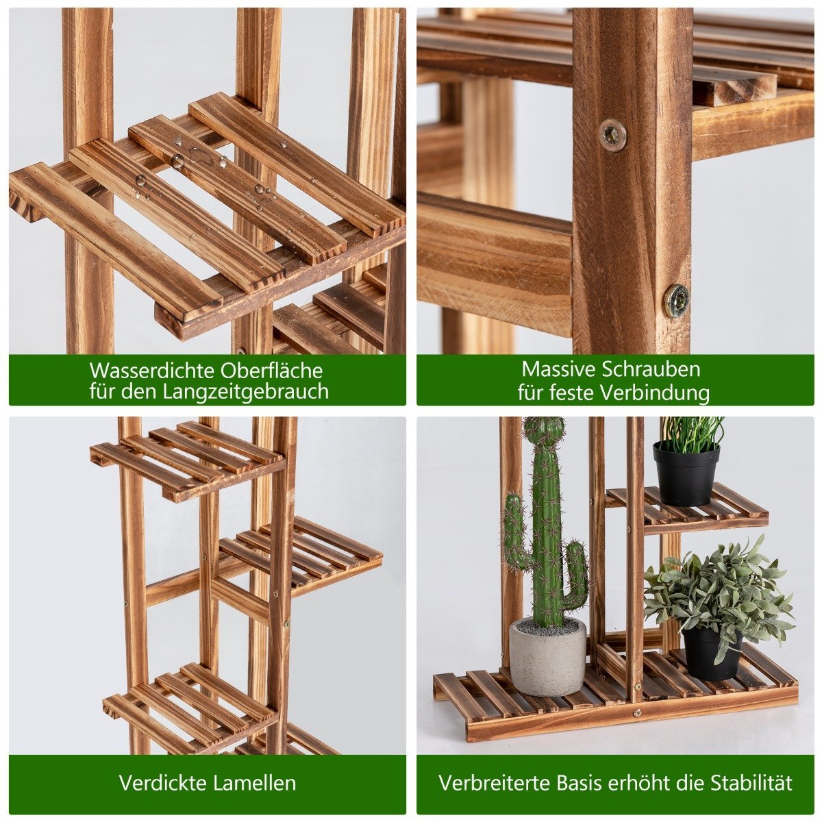 Flower shelf 6-tier wooden plant stand 50 x 21 x 124 cm brown