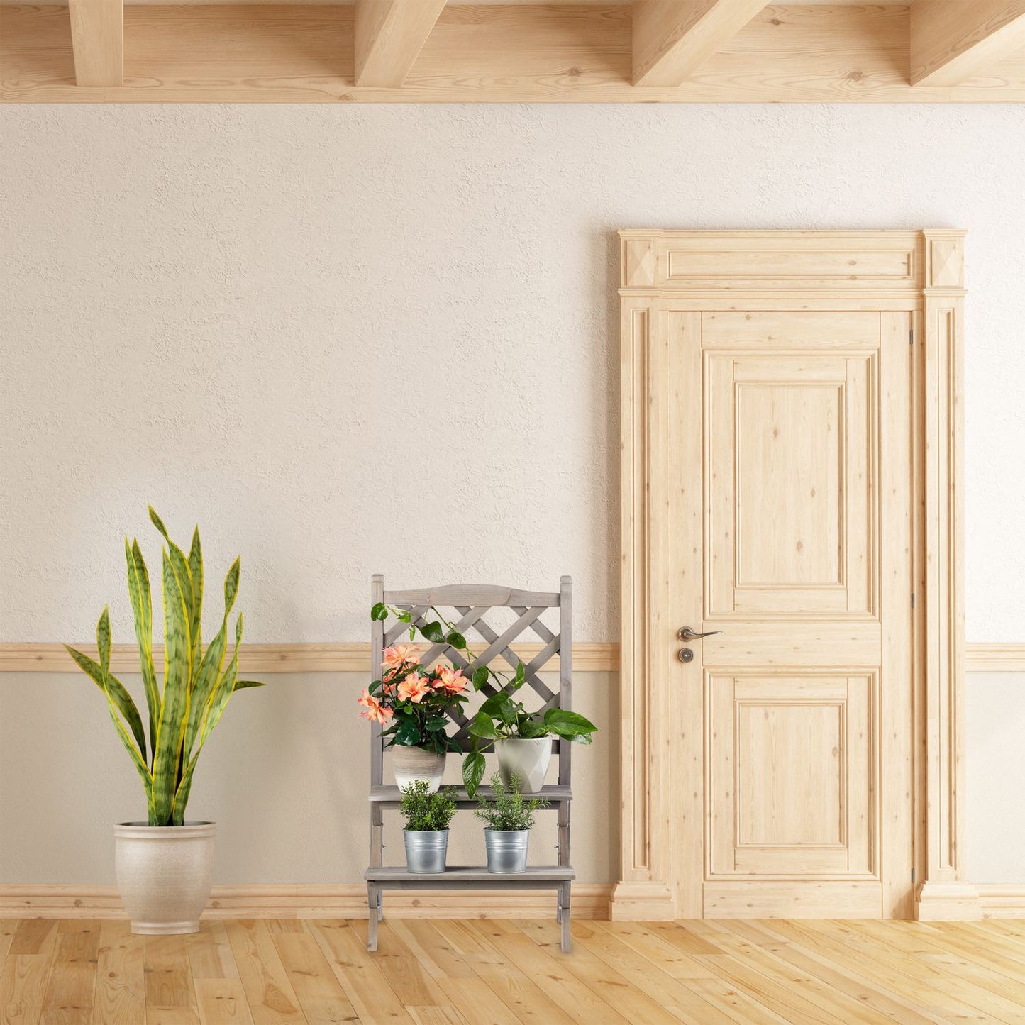 Flower stairs with trellis gray