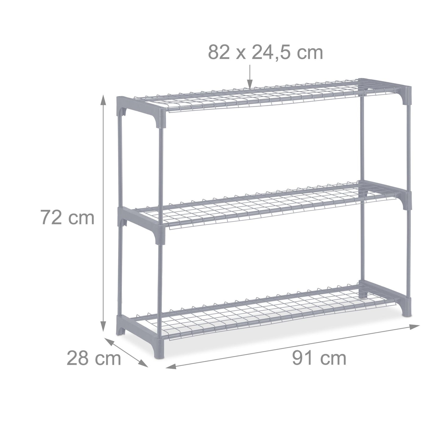 Flower stand in gray metal 3 shelves