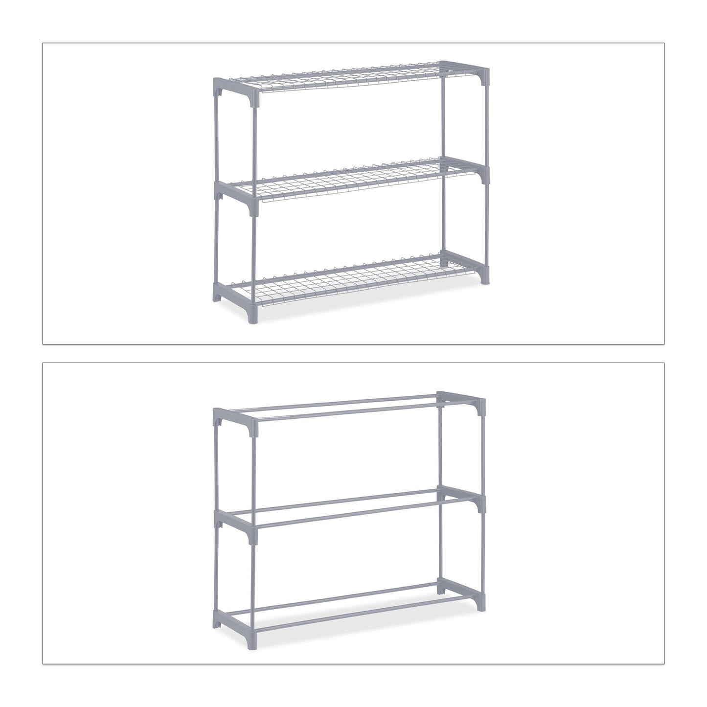 Flower stand in gray metal 3 shelves