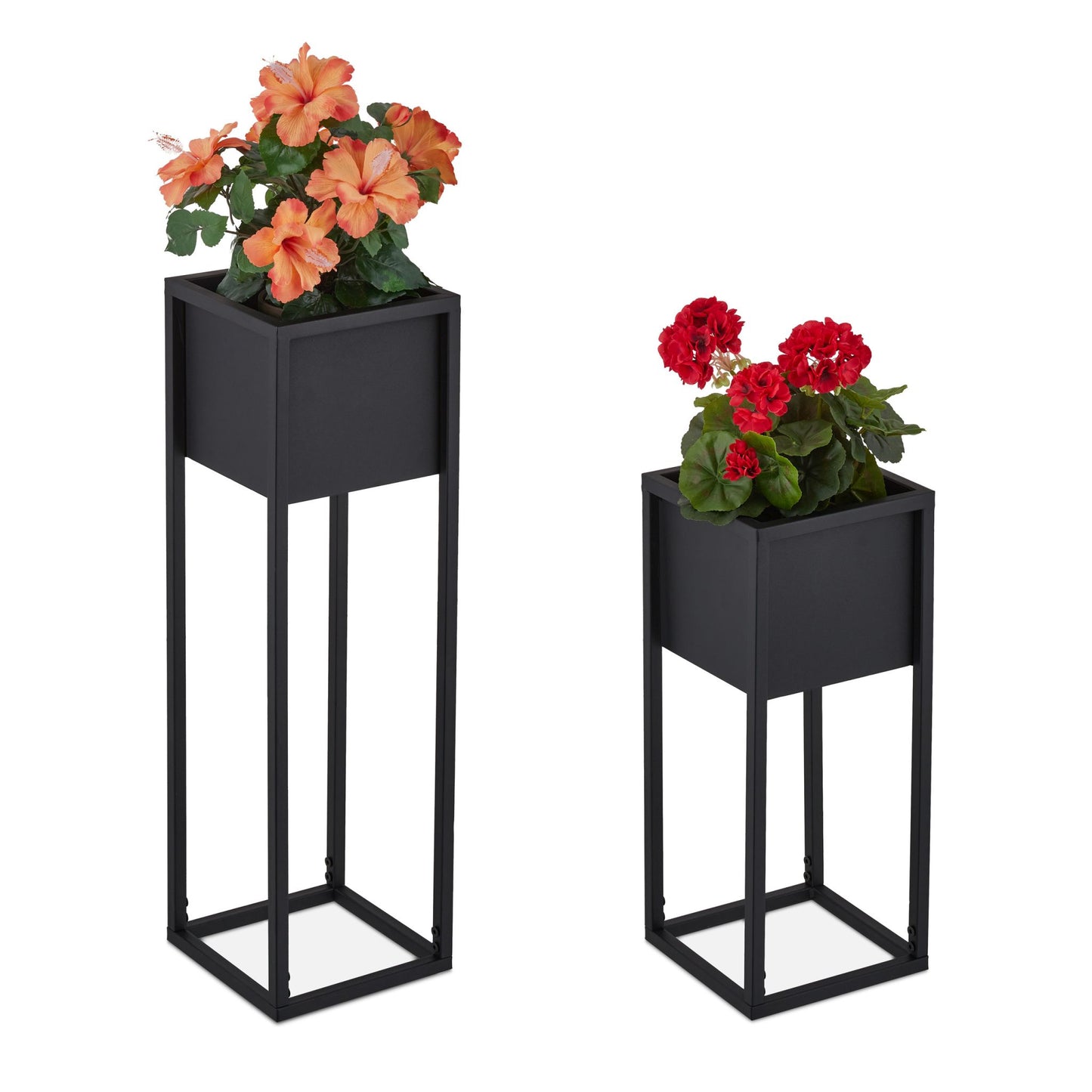 Flower stand in metal - 2 pcs in black