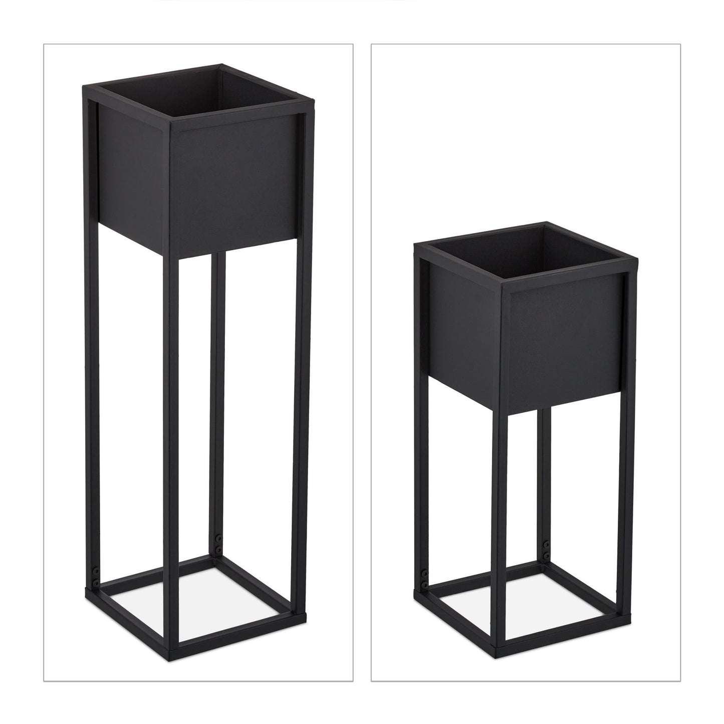 Flower stand in metal - 2 pcs in black
