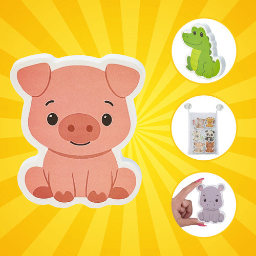 Foam Bath Stickers Set – 12 Animal Shapes with Organizer