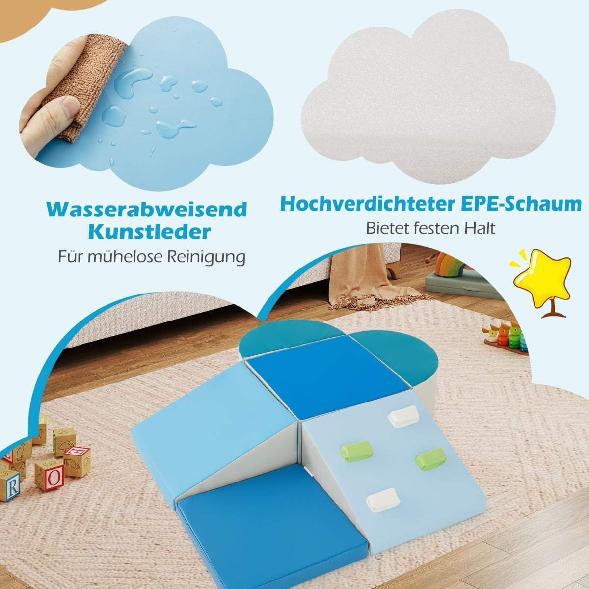 Foam Climbing Blocks Set for Toddlers, 6-Piece Indoor Play
