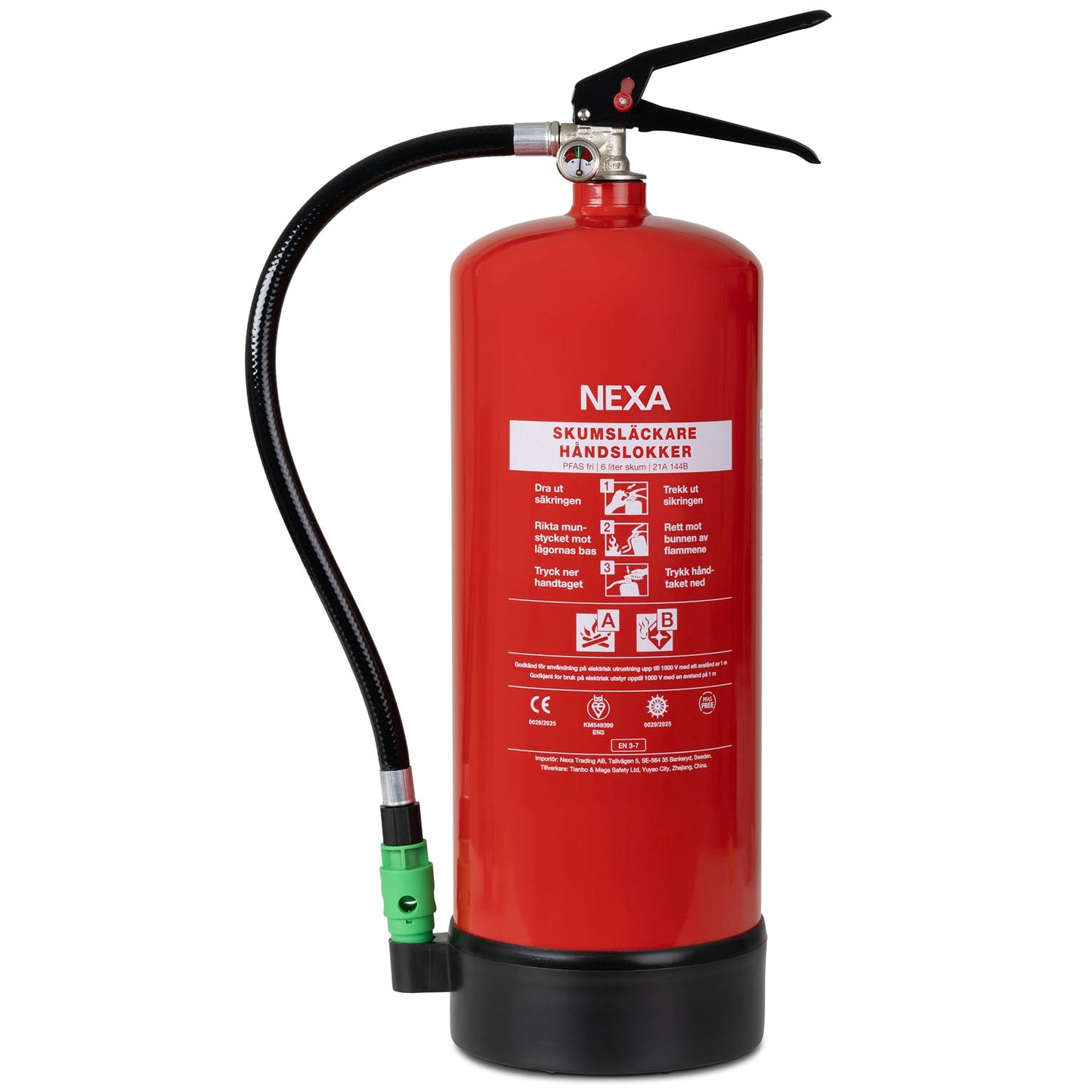 Foam Fire Extinguisher, Red, 6L, PFAS-Free, 21A 144B