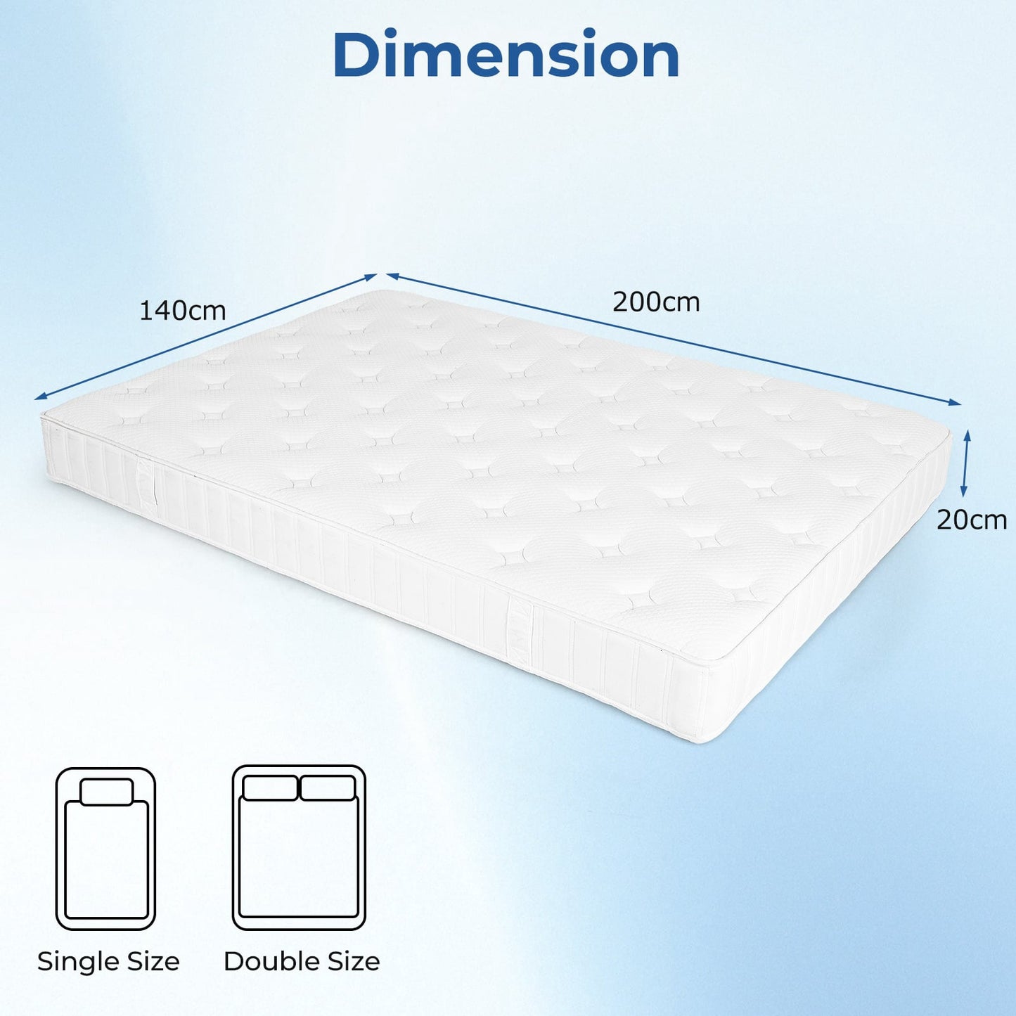 Foam Hybrid Mattress 140x200 cm – Motion Isolation & Support