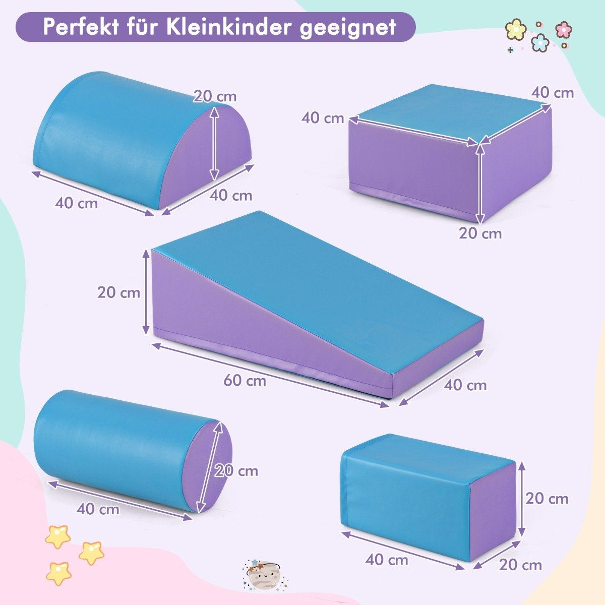 Foam Play Blocks Set, 5-Piece – Blue & Purple