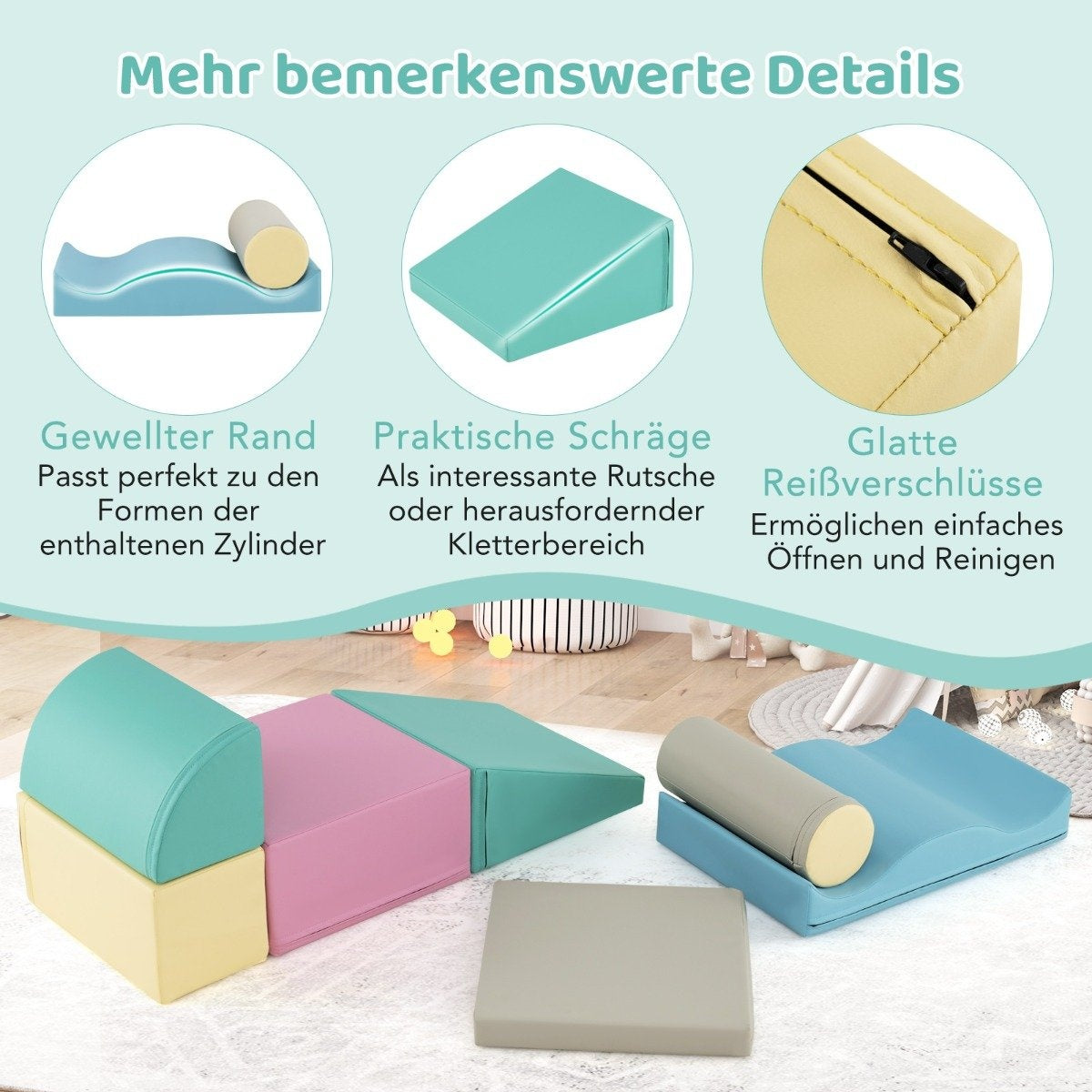 Foam Play Blocks Set – 7 Pcs, Soft Climbing Blocks for Kids
