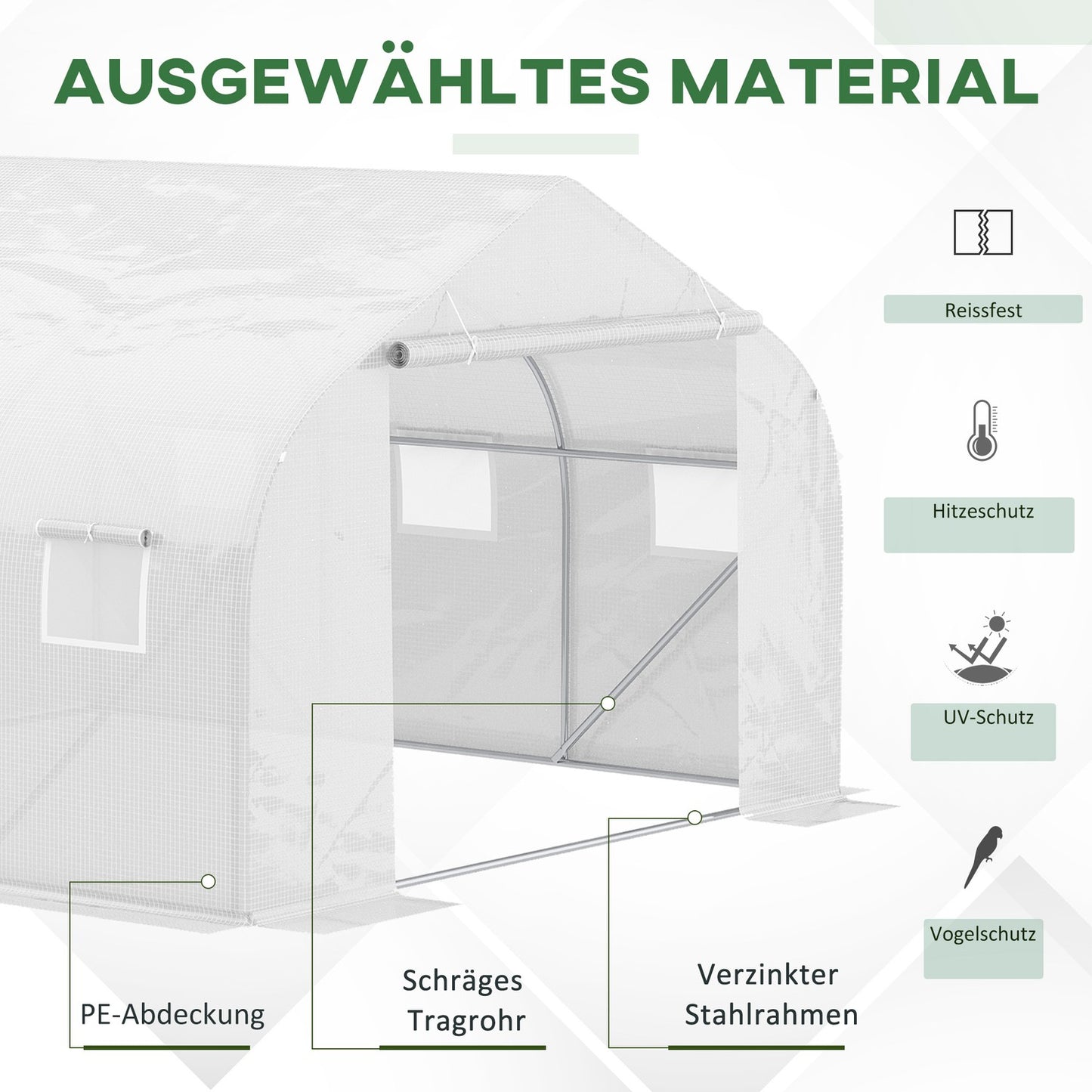 Greenhouse 3.5x3x3m UV-protected, windproof, metal frame