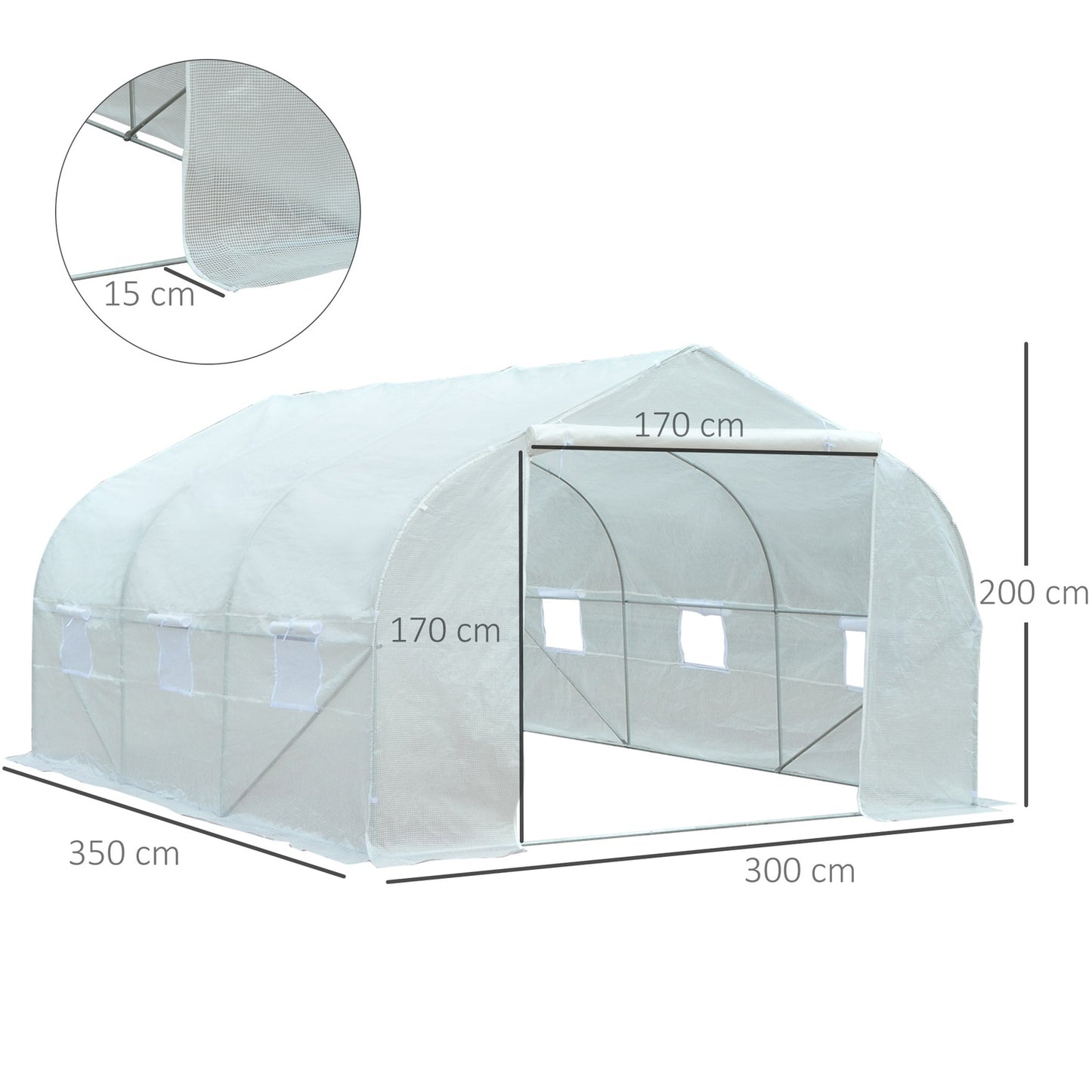 Greenhouse 3.5x3x3m UV-protected, windproof, metal frame