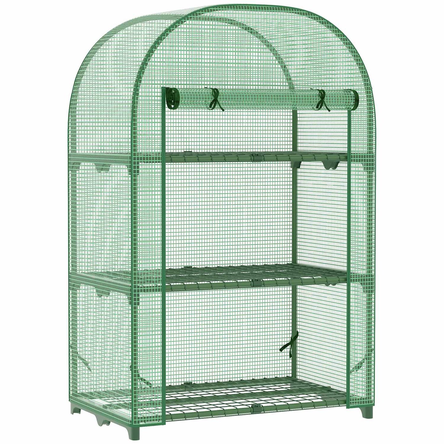 Mini Metal Greenhouse - 3 shelves, green, 80x49x120 cm