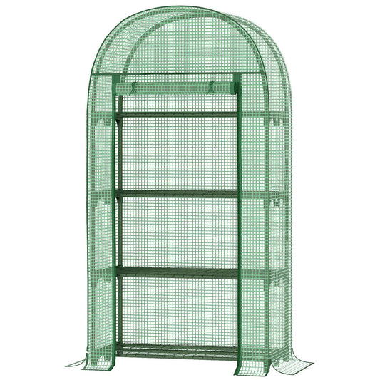Mini greenhouse with 4 shelves, metal, 80x49x160CM