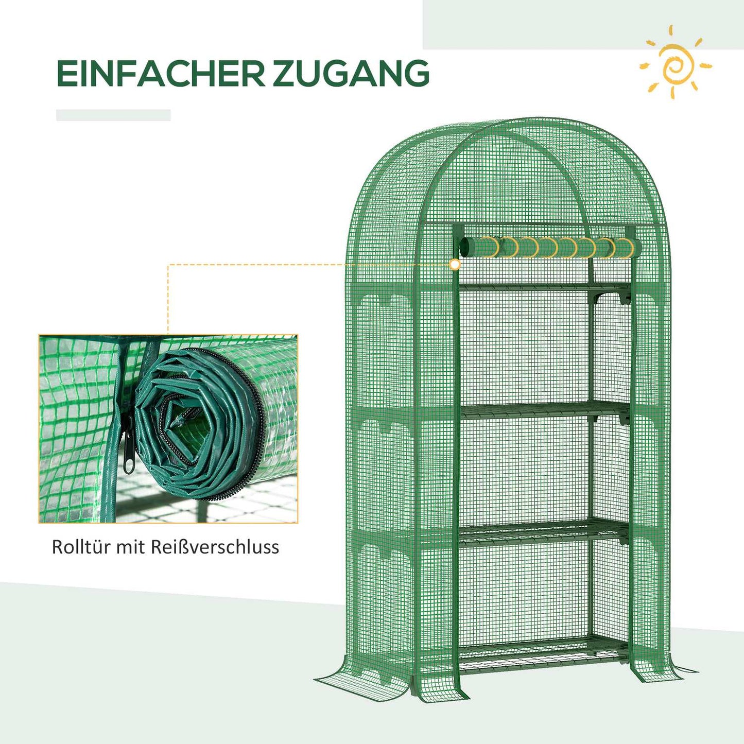 Mini greenhouse with 4 shelves, metal, 80x49x160CM