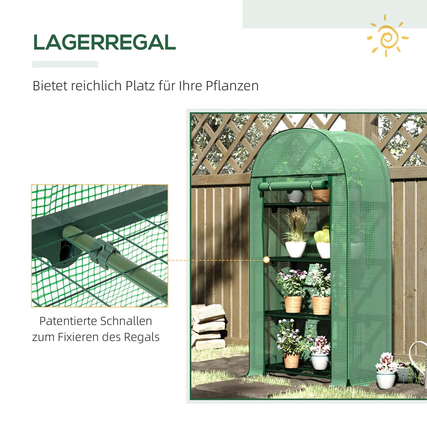 Mini greenhouse with 4 shelves, metal, 80x49x160CM