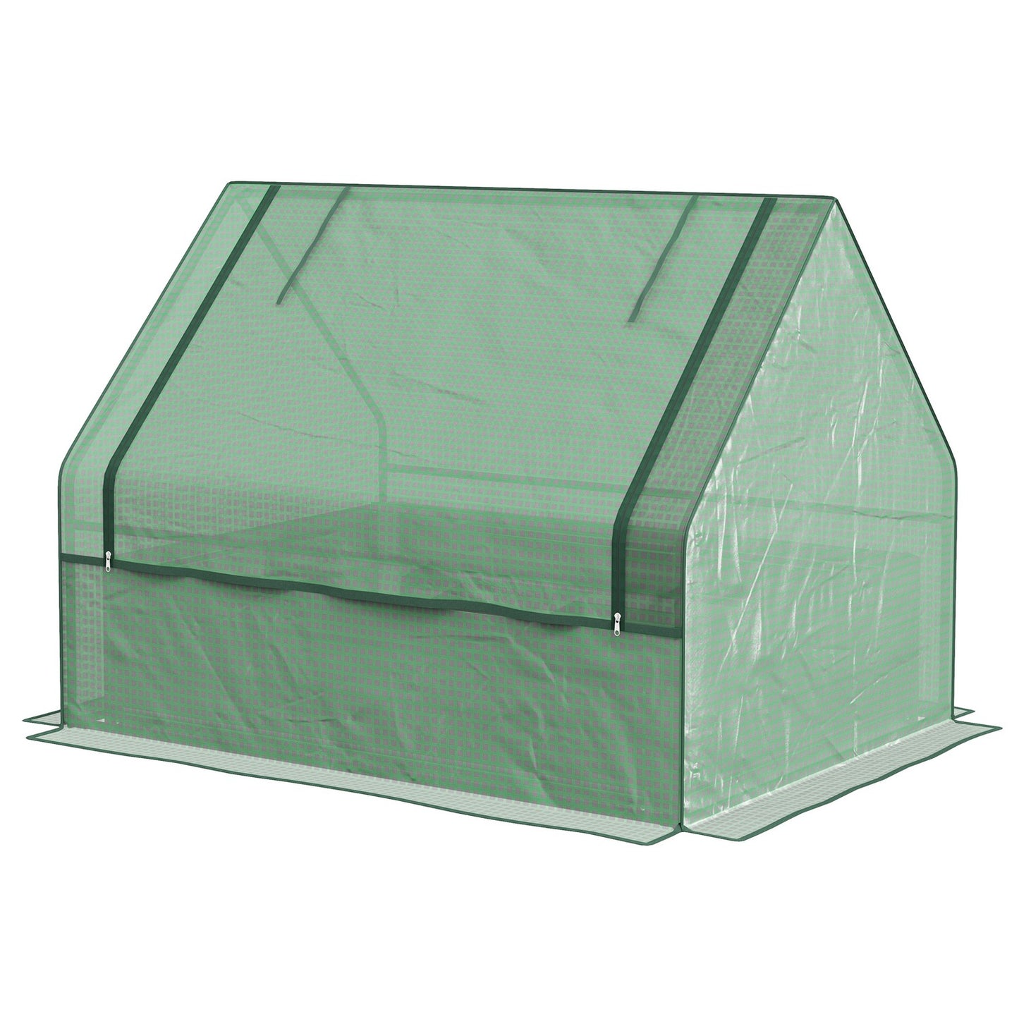 Raised greenhouse with rolling windows for garden, green