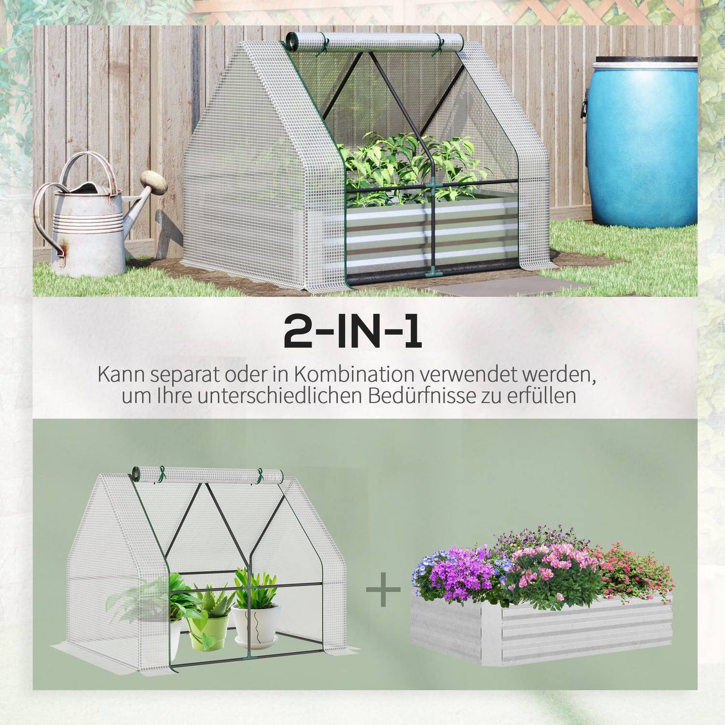 Greenhouse Cold frame with RollUp door, 127x95x92cm