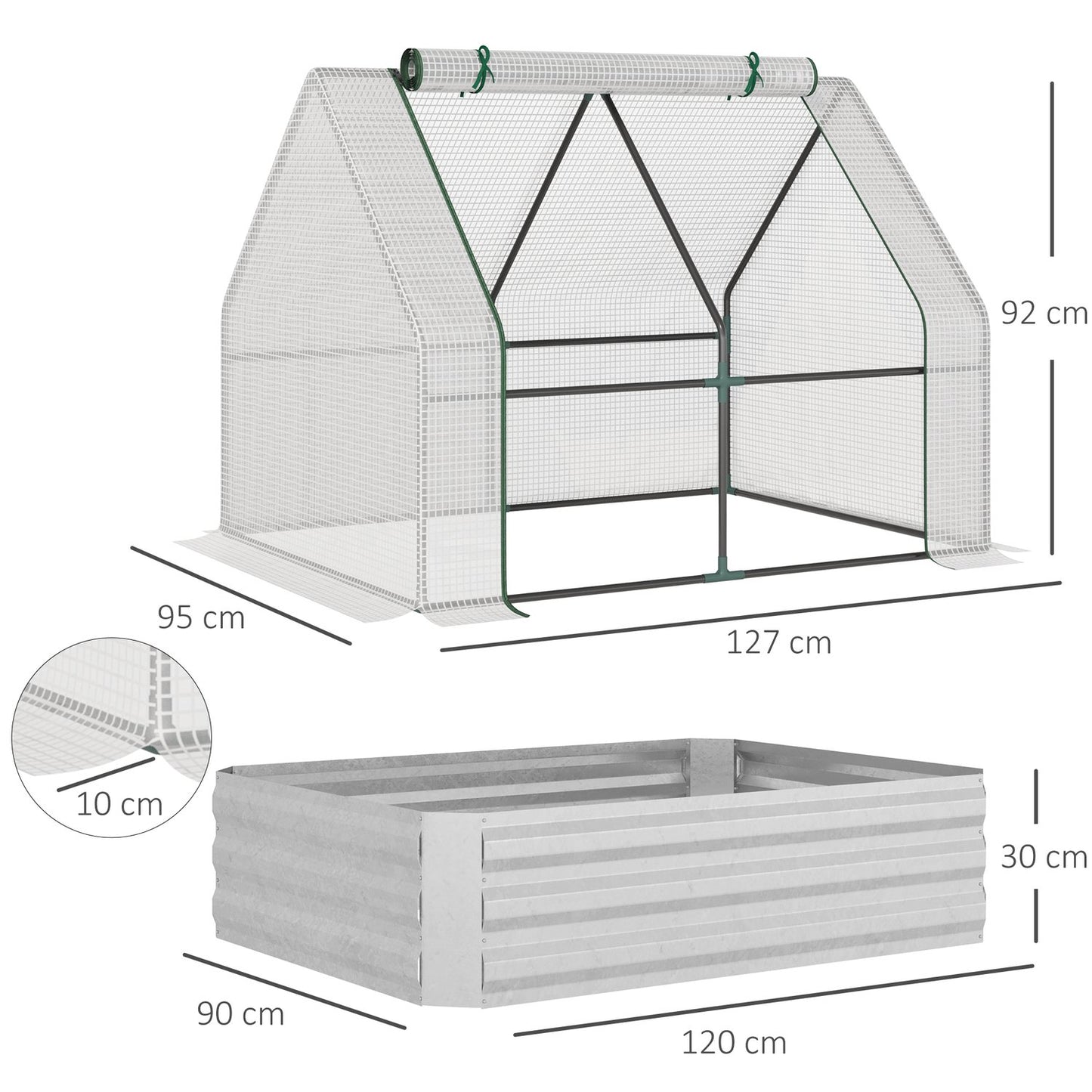 Greenhouse Cold frame with RollUp door, 127x95x92cm