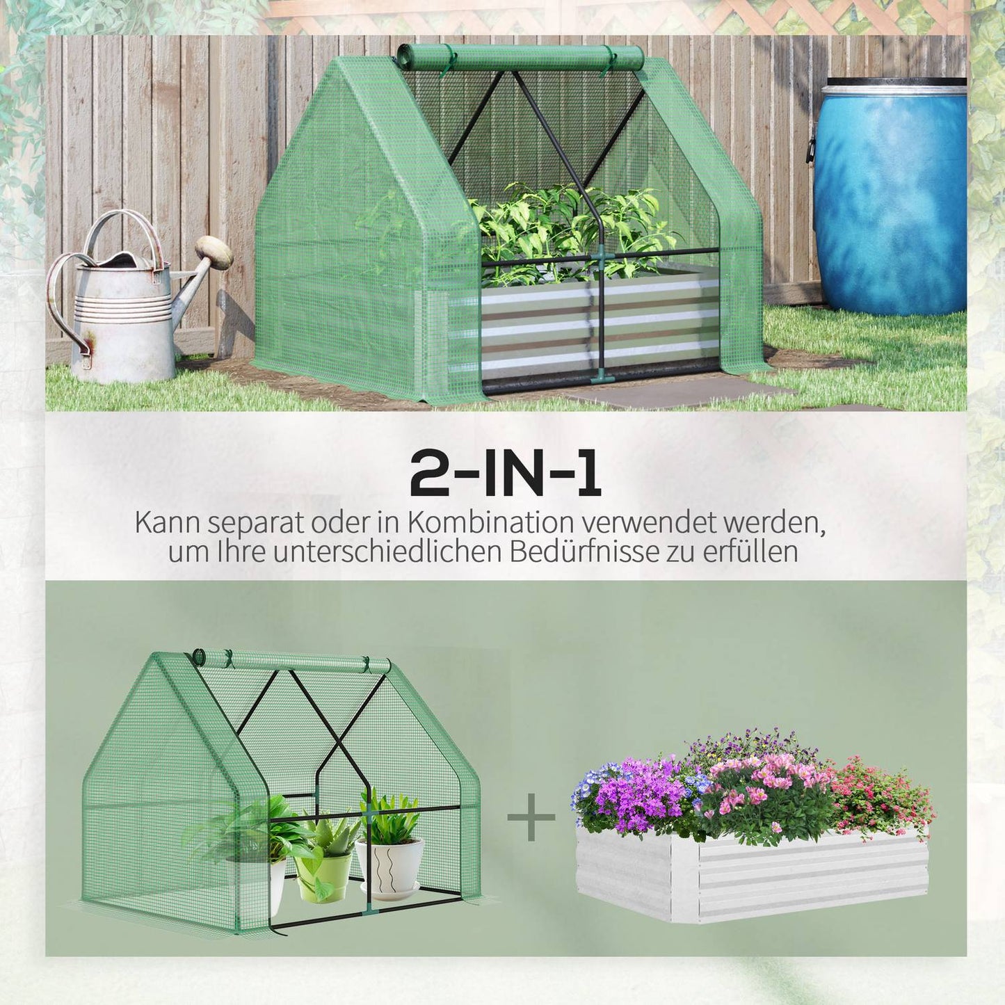 Greenhouse Cold Frame, Roll-Up door, Green, 127x95x92 cm