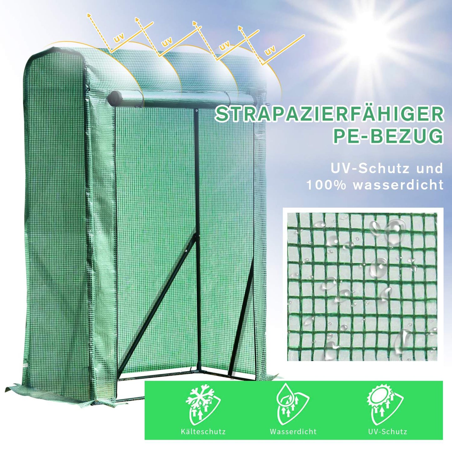 Mini greenhouse, metal frame, PE cover, 100x50x150 cm