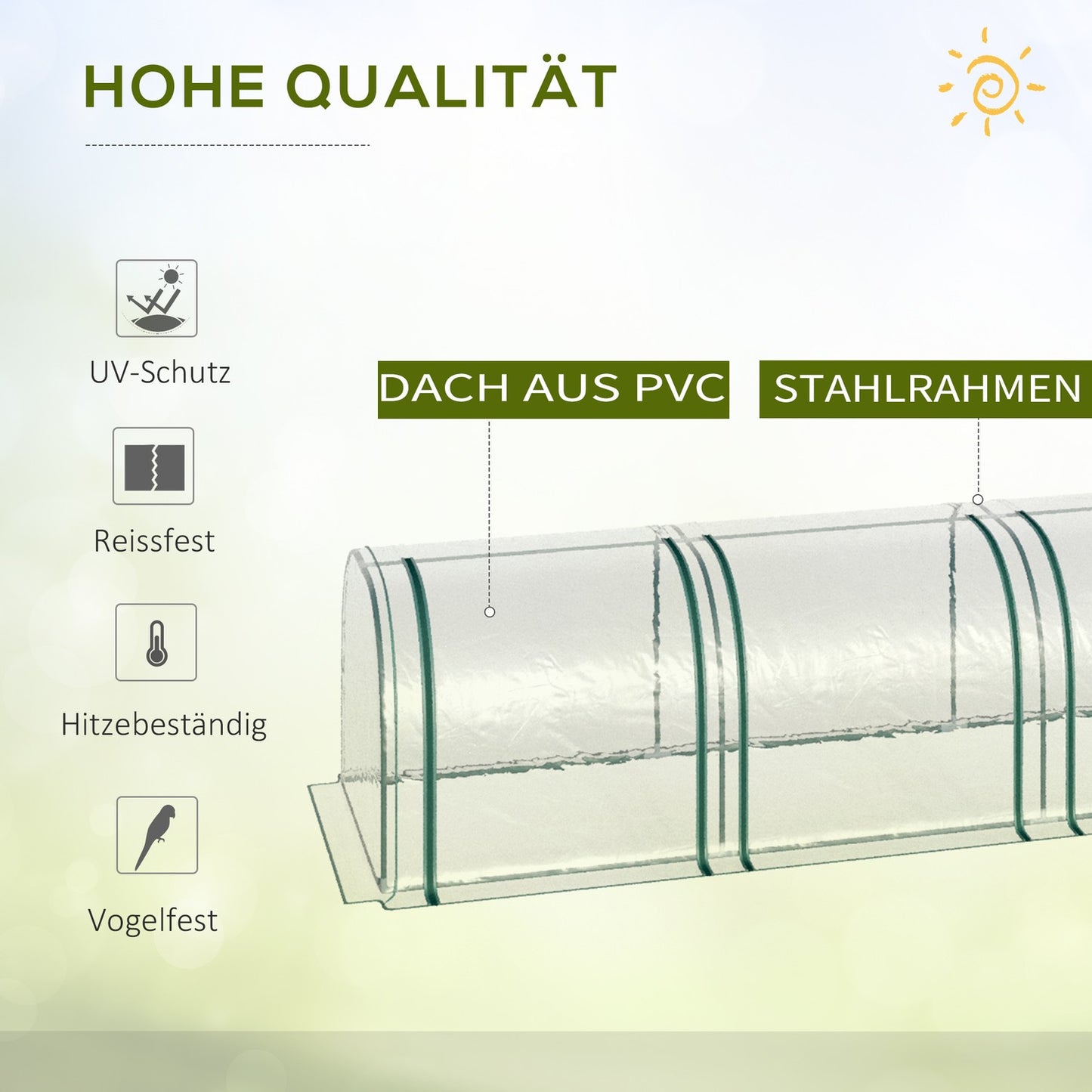 Foil Greenhouse With Door, Steel Frame, 295 x 100 x 80 Cm