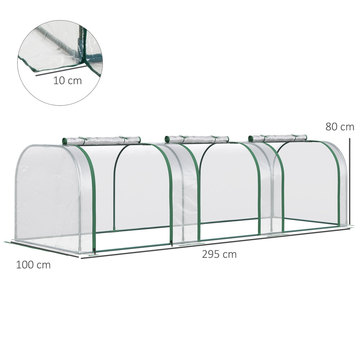 Foil Greenhouse With Door, Steel Frame, 295 x 100 x 80 Cm