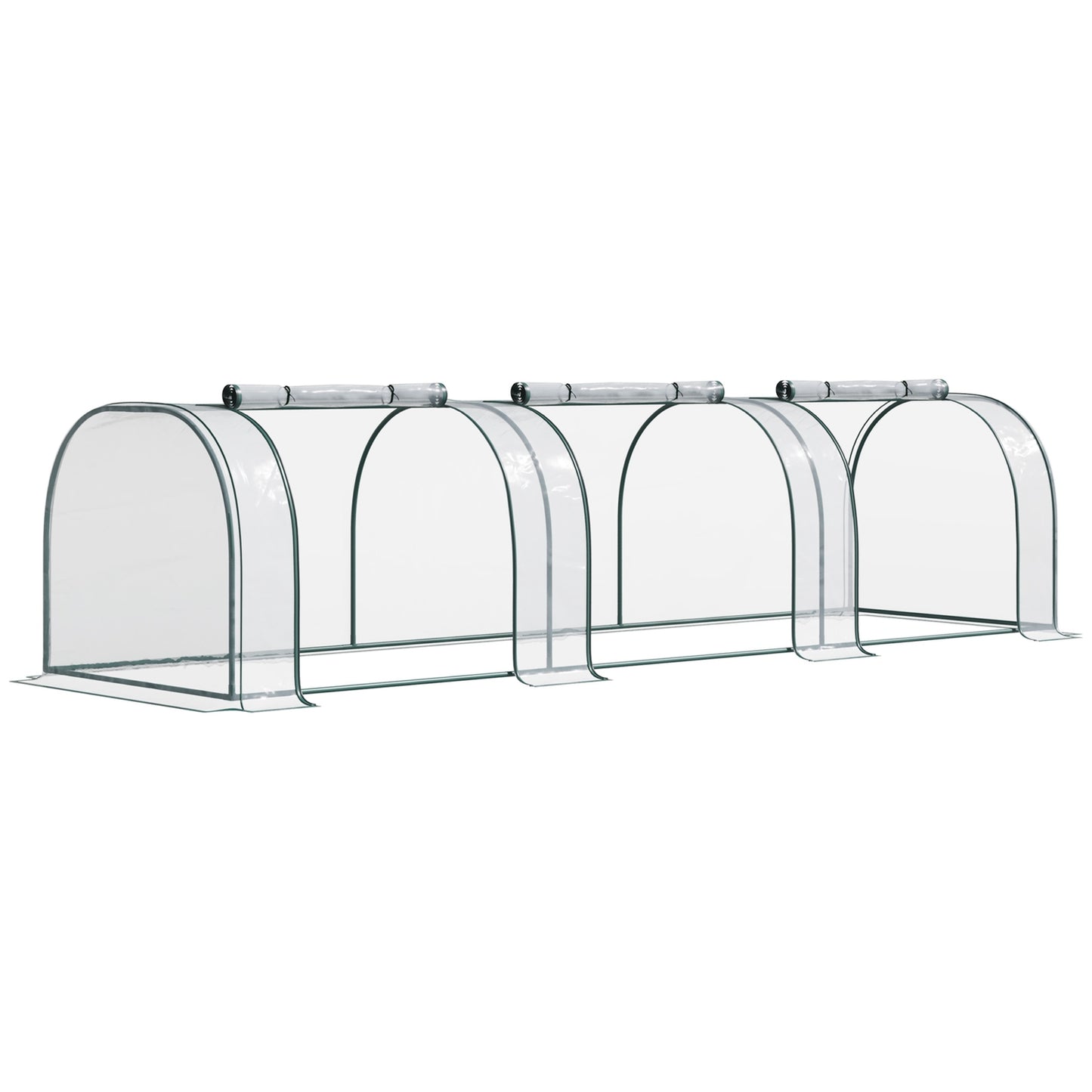 Greenhouse With Door, Steel Frame, 350x100x80 cm, Green