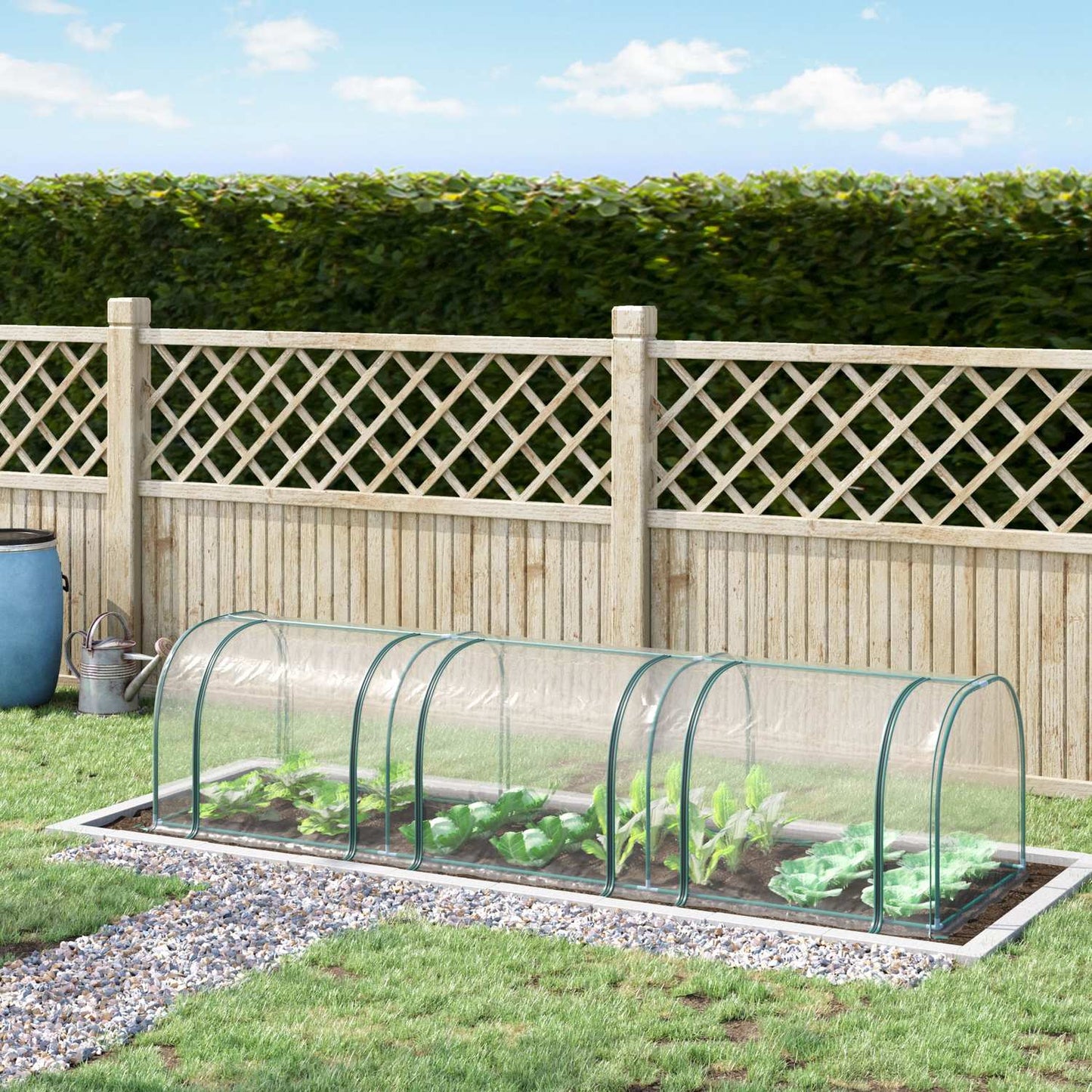 Greenhouse With Door, Steel Frame, 350x100x80 cm, Green