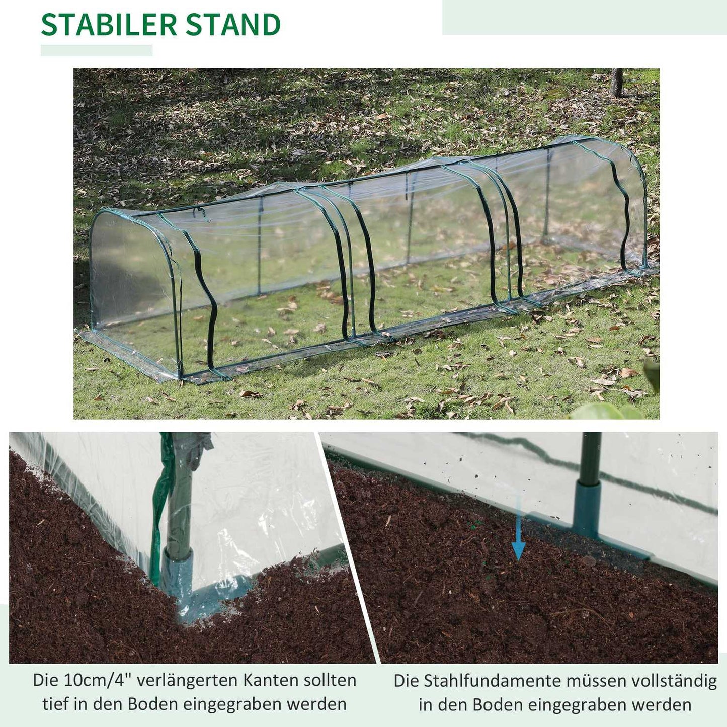 Greenhouse With Door, Steel Frame, 350x100x80 cm, Green