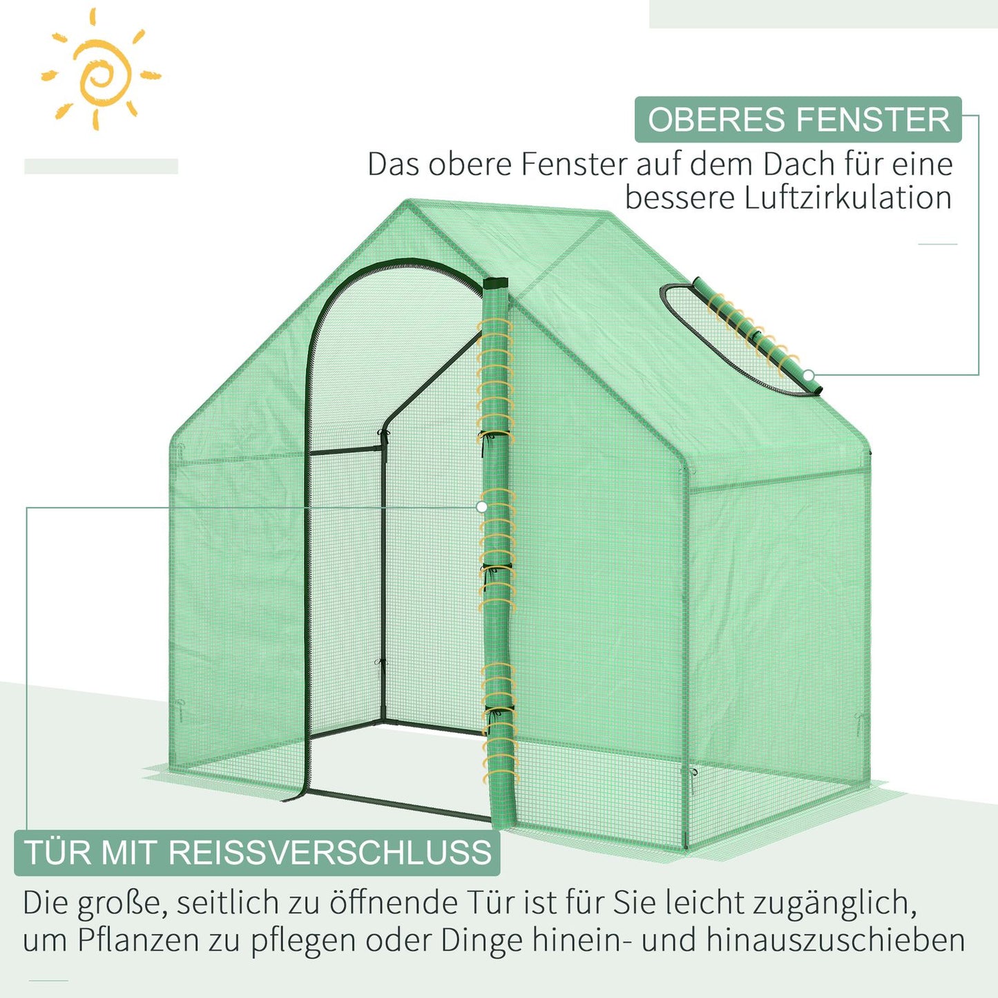 Tomato greenhouse cold frame with window, door - steel, PVC, 180x100x168 cm