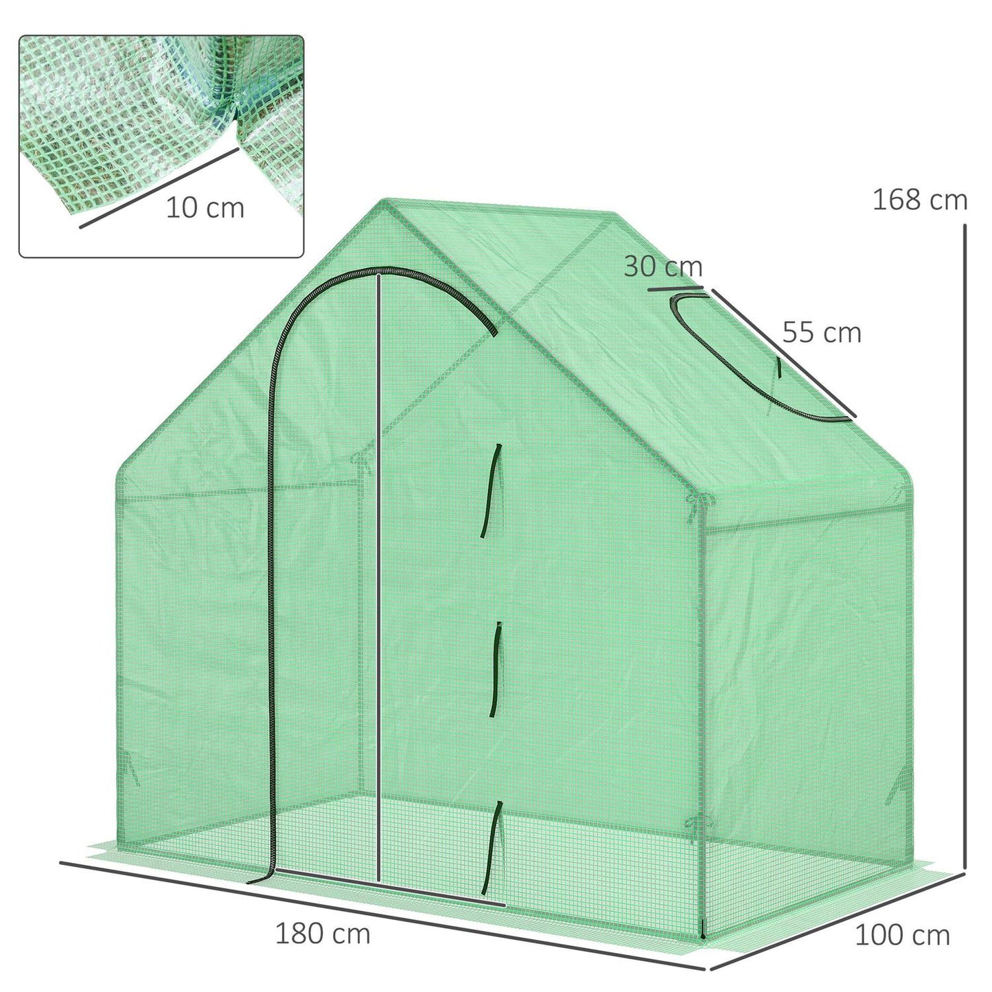 Tomato greenhouse cold frame with window, door - steel, PVC, 180x100x168 cm