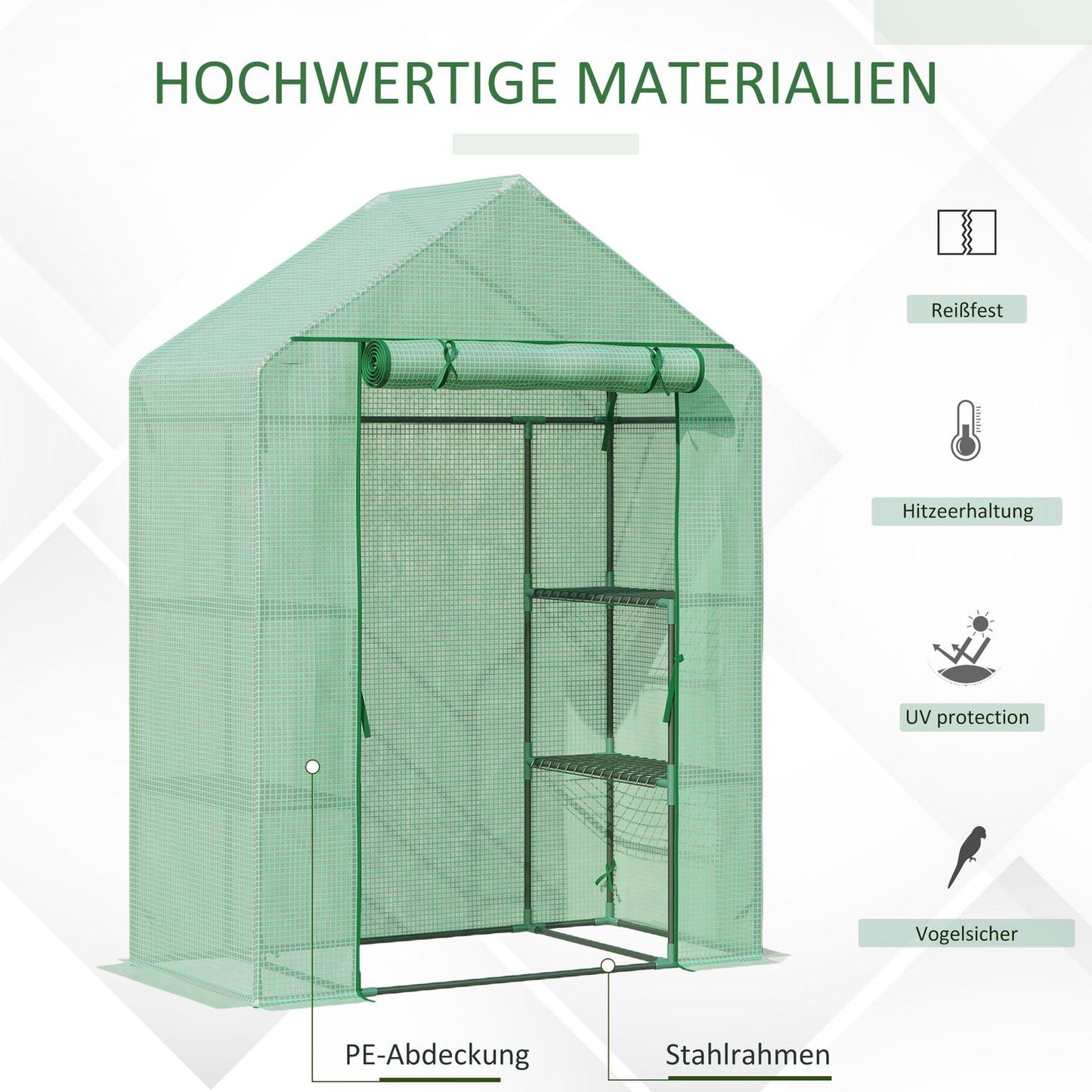 Foil Walk-In Greenhouse for plants with 6 shelves