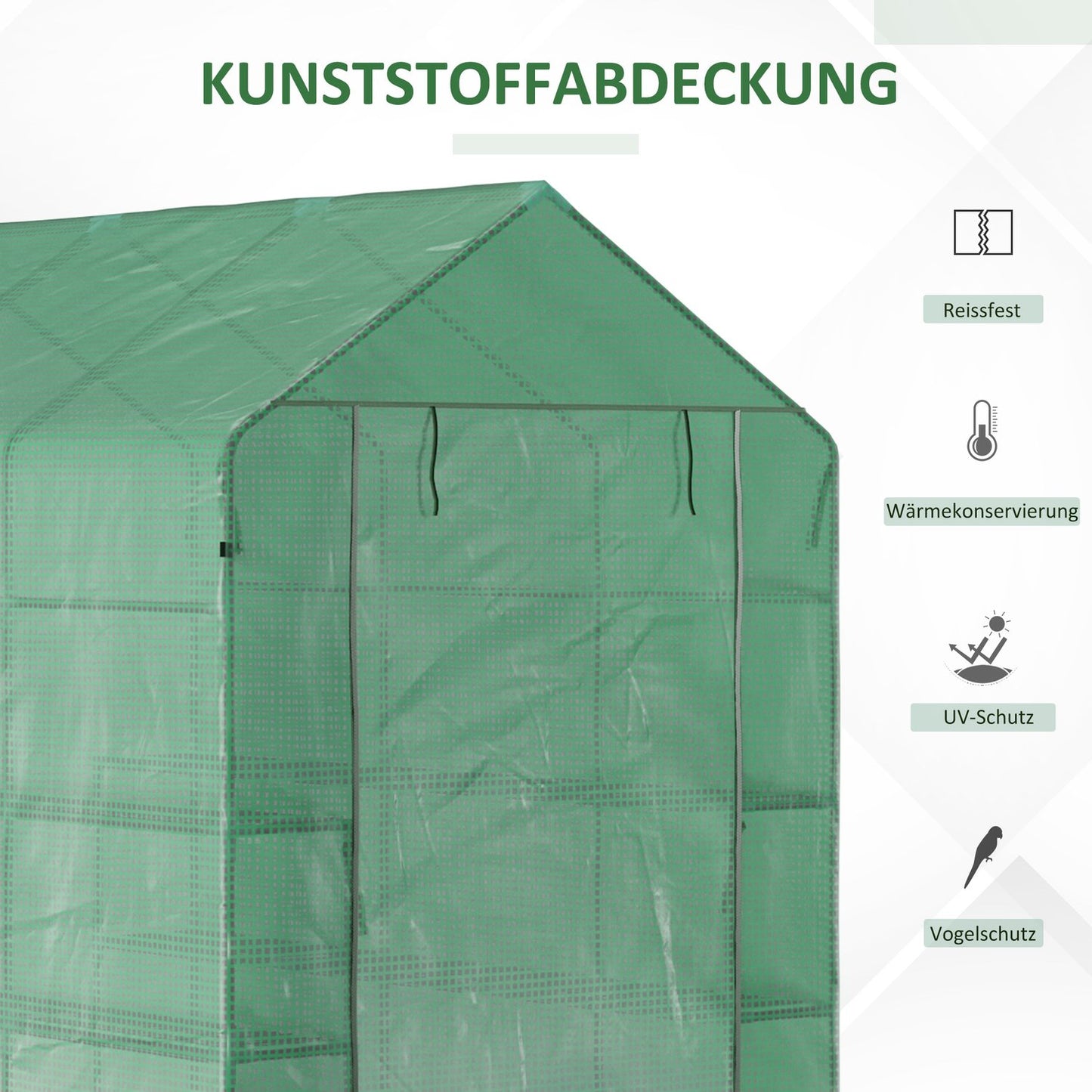 Walk-in greenhouse, 8 shelves, green, 214x143x195 cm