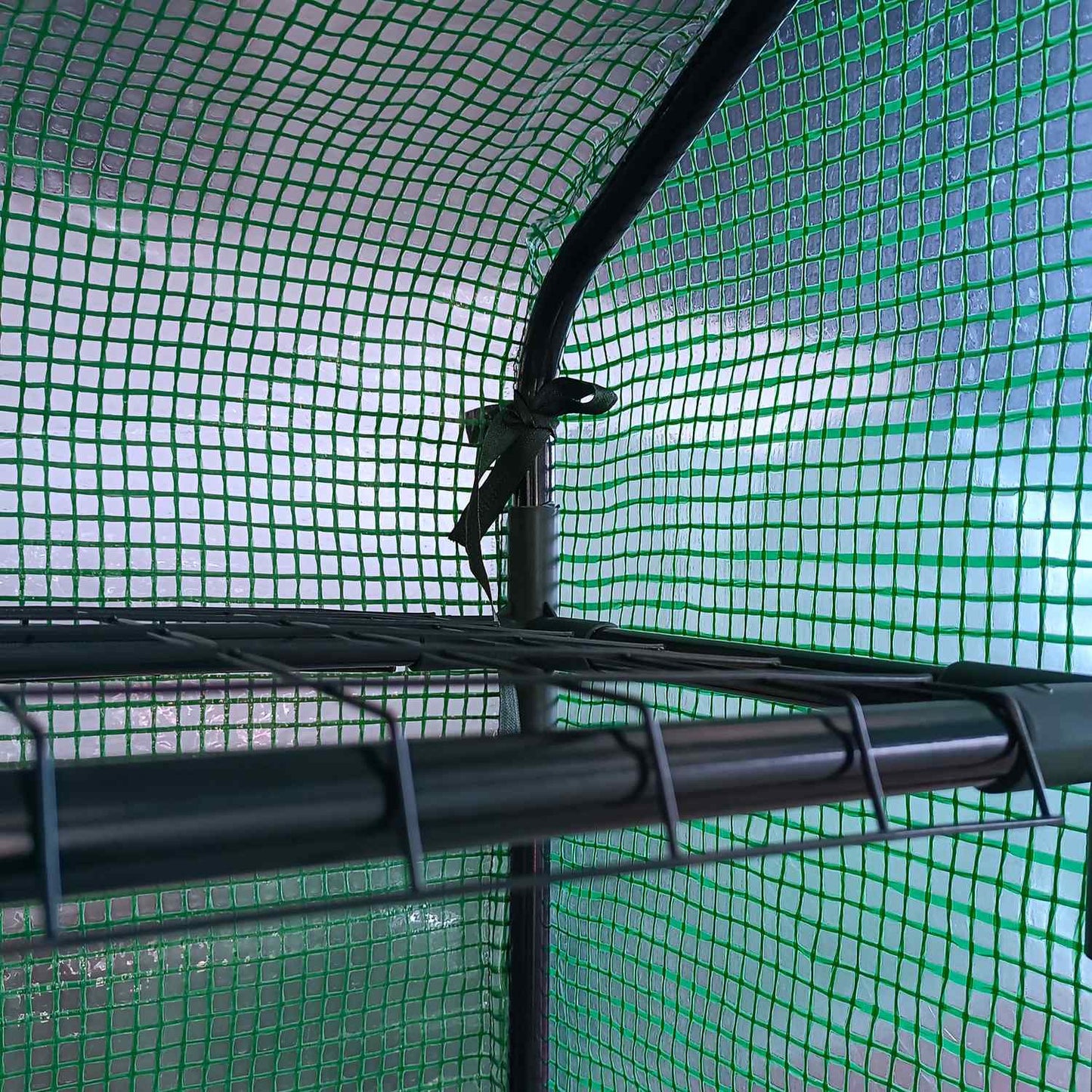 Walk-In greenhouse with 8 shelves, steel frame, green