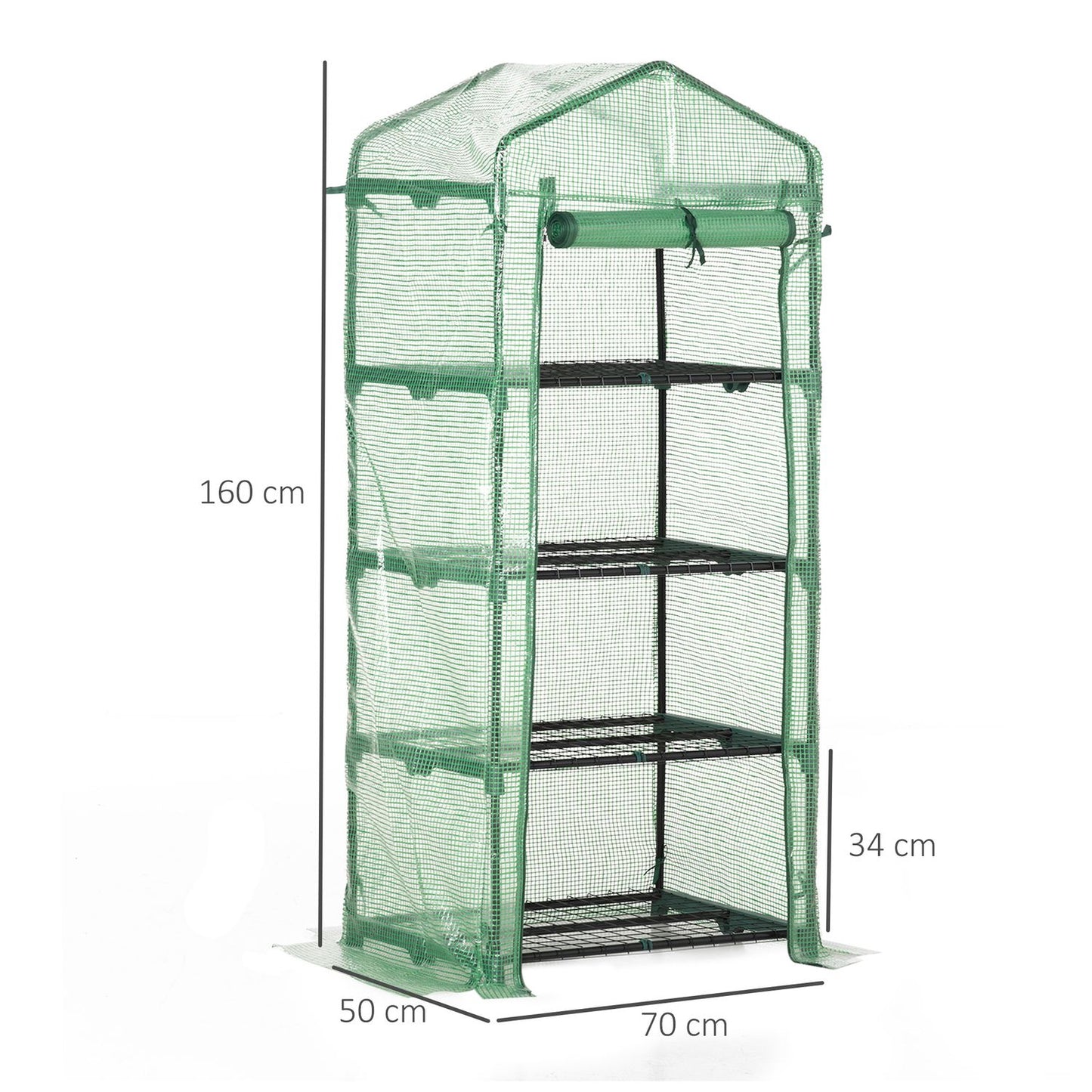 Greenhouse Cold Ram - 4 shelves, 70x50x160cm, green