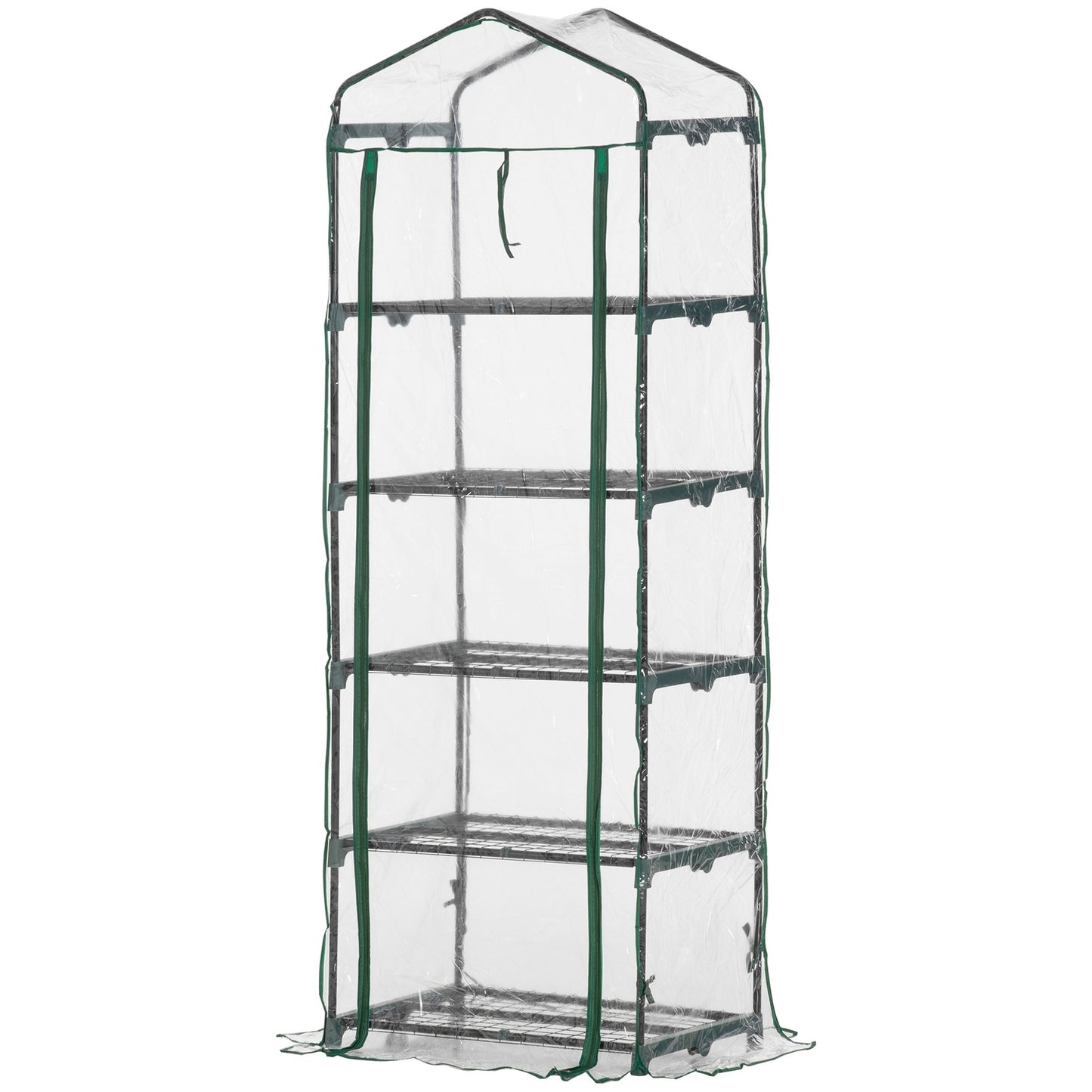 Mini greenhouse with 5 shelves for plants, 69x49x193 cm