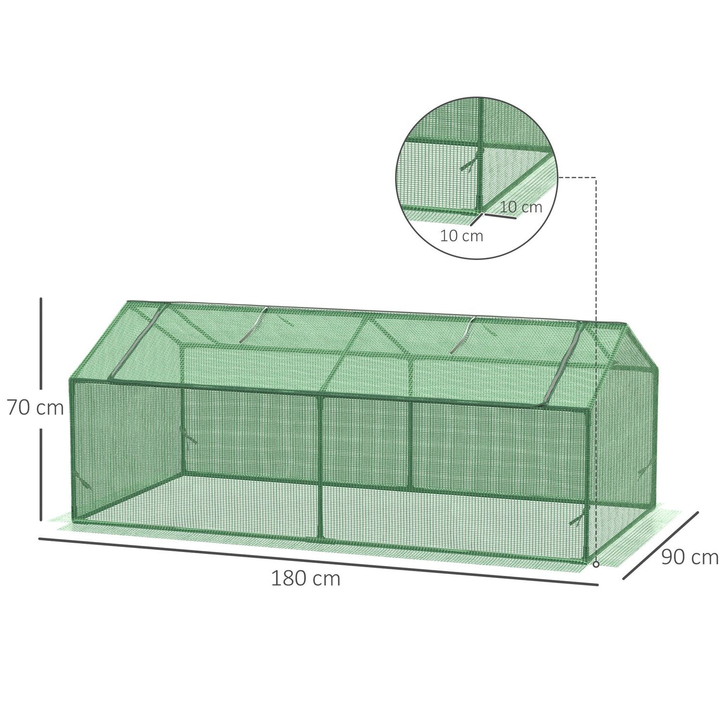 Greenhouse cold frame with window, 180 x 90 x 70 cm