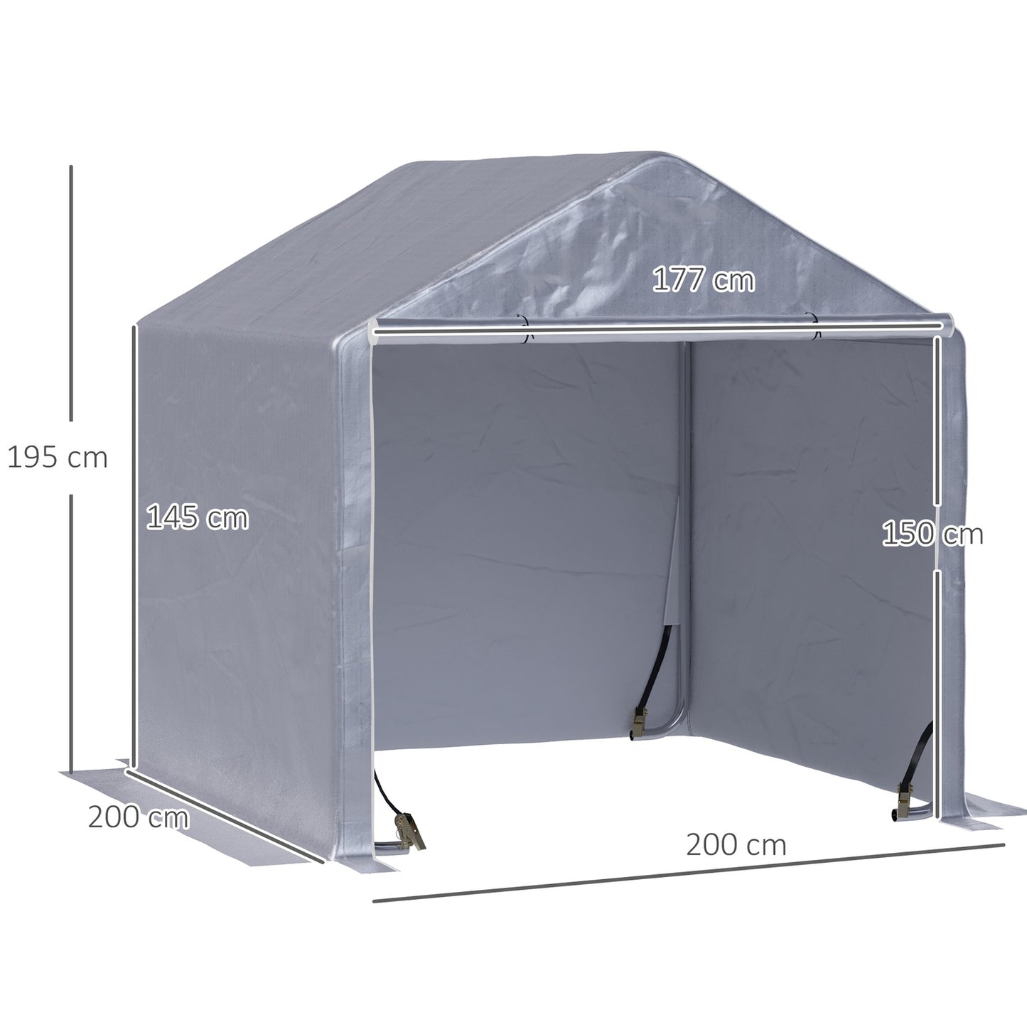 Steel garden shed, 2x2x2M Grey, UV resistant