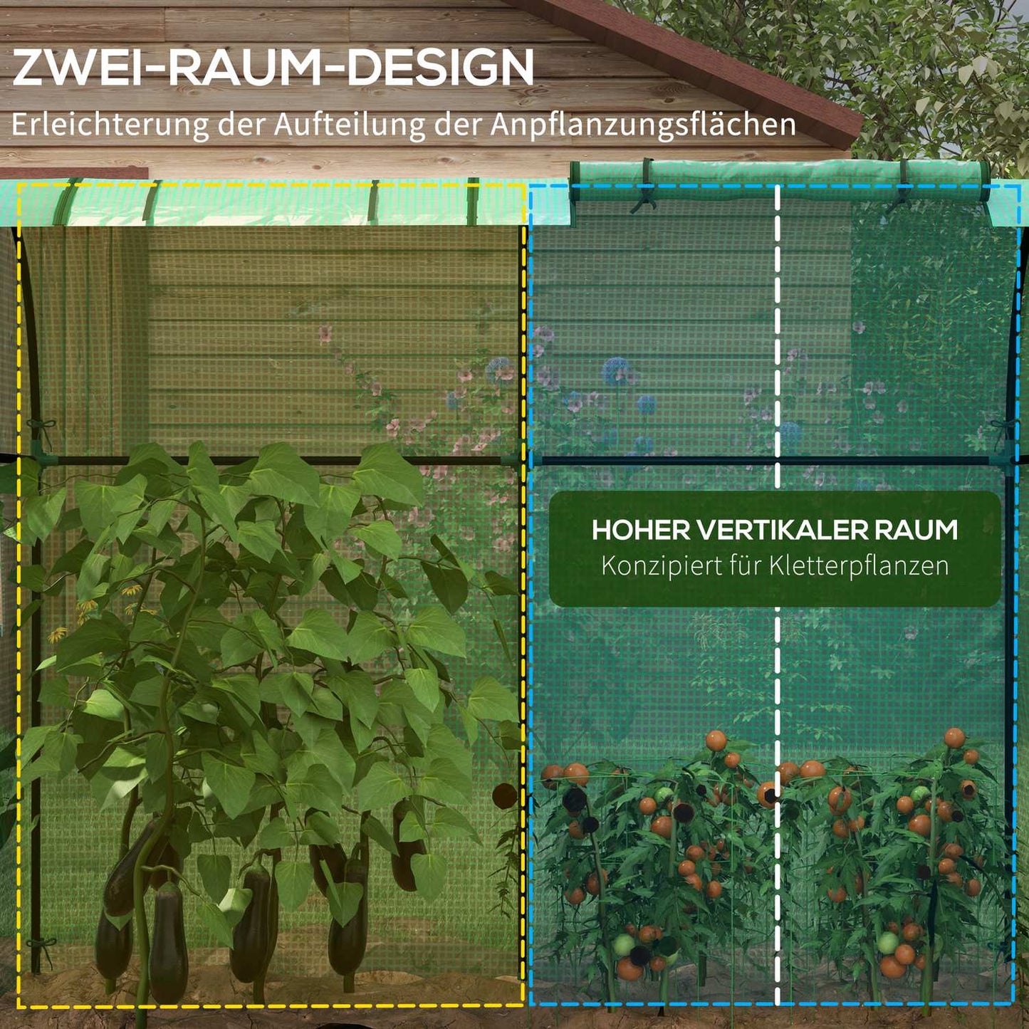 Greenhouse with UV protection, 2 doors, side window, PE material