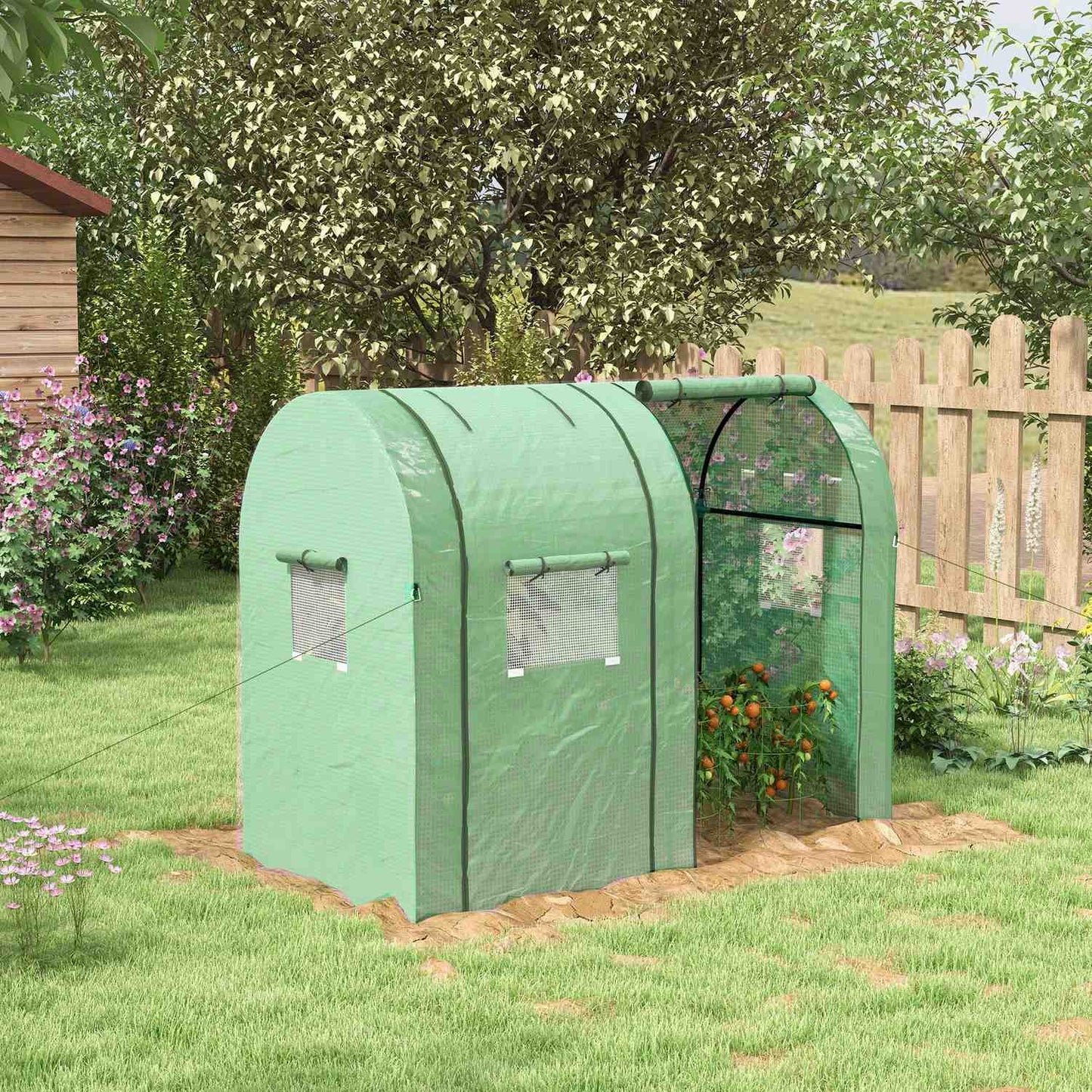 Greenhouse with UV protection, 2 doors, side window, PE material